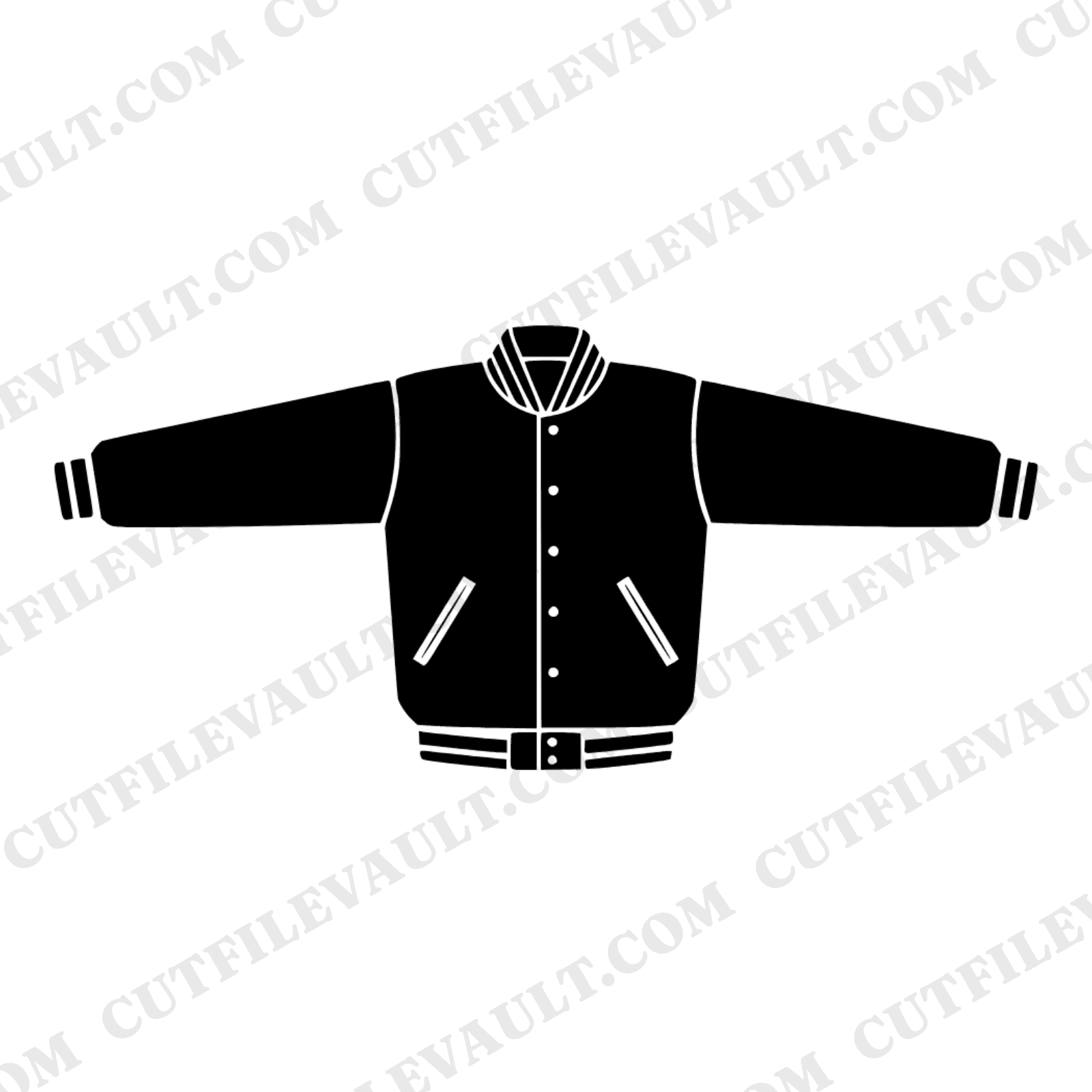 Varsity Letterman Jacket SVG PNG Art Deco Silhouette Cut File for School Spirit Crafts Team Pride — view 1