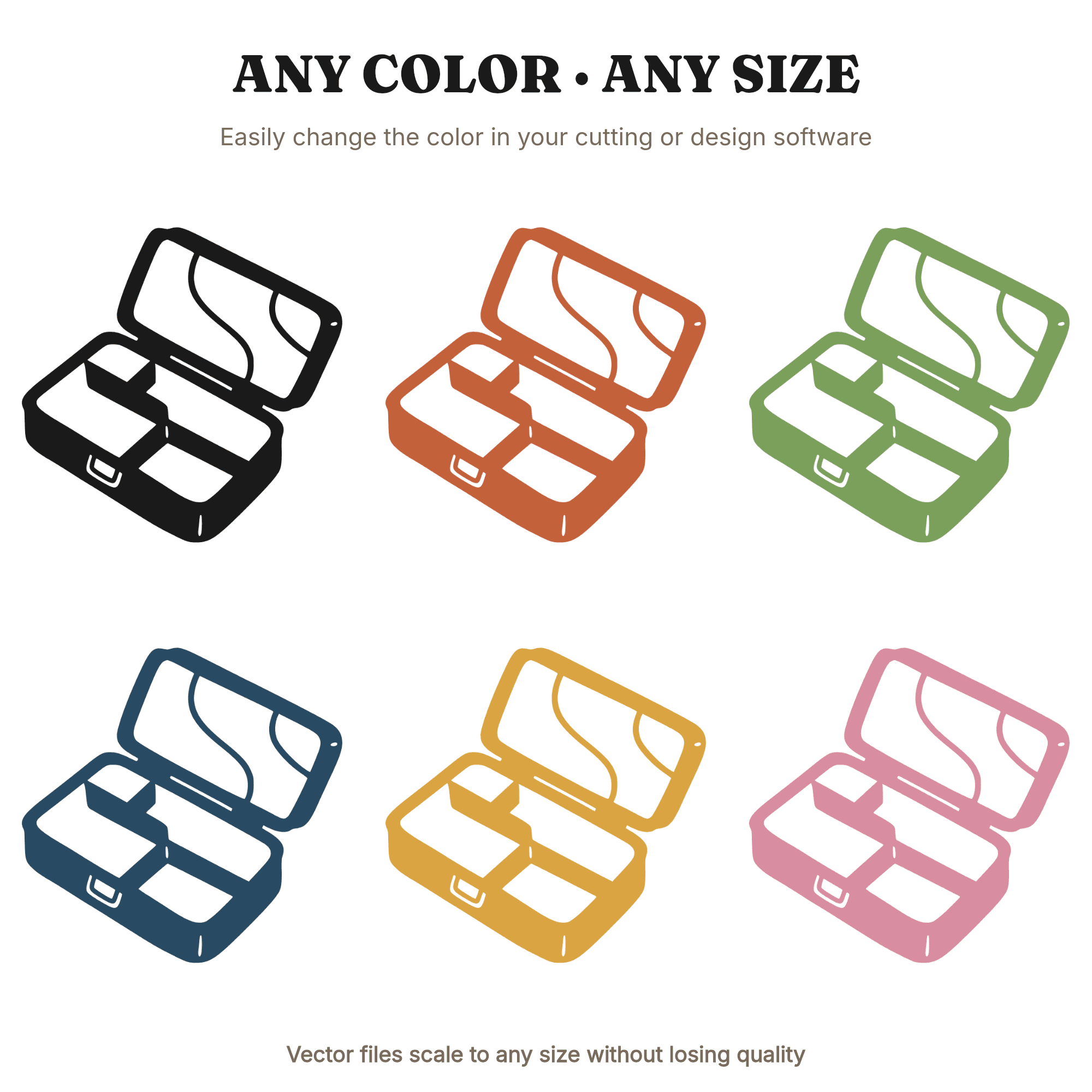 Fathers Day Tackle Box SVG PNG, Fishing Tackle Box Open Silhouette, Vintage Hand Drawn Cut File — view 2