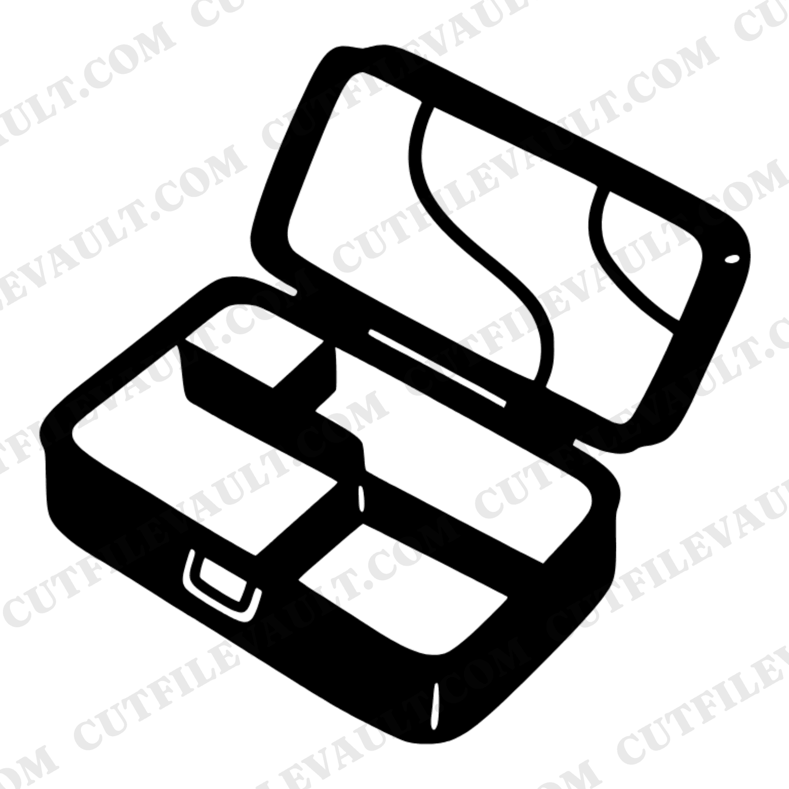 Fathers Day Tackle Box SVG PNG, Fishing Tackle Box Open Silhouette, Vintage Hand Drawn Cut File — view 1