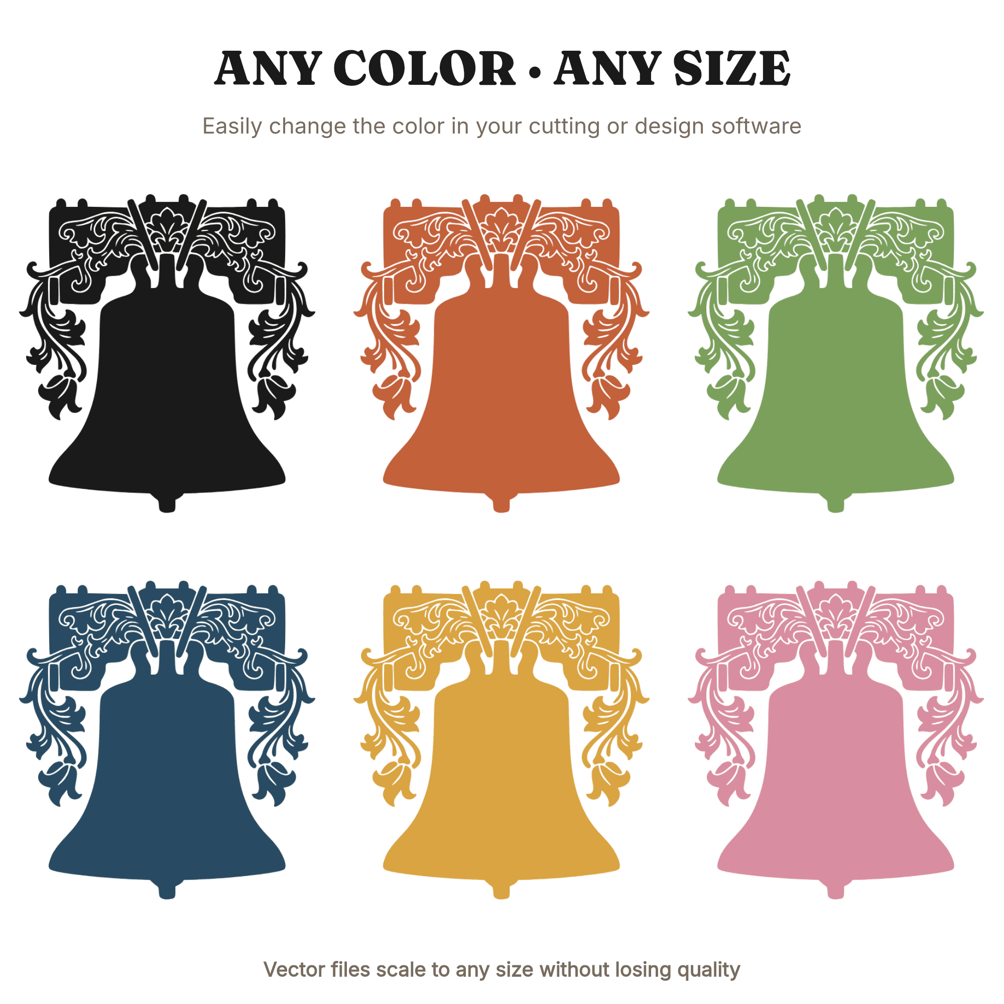 Liberty Bell SVG PNG Art Nouveau Floral Garland Fourth of July Patriotic Vintage Cottagecore Cut File — view 2