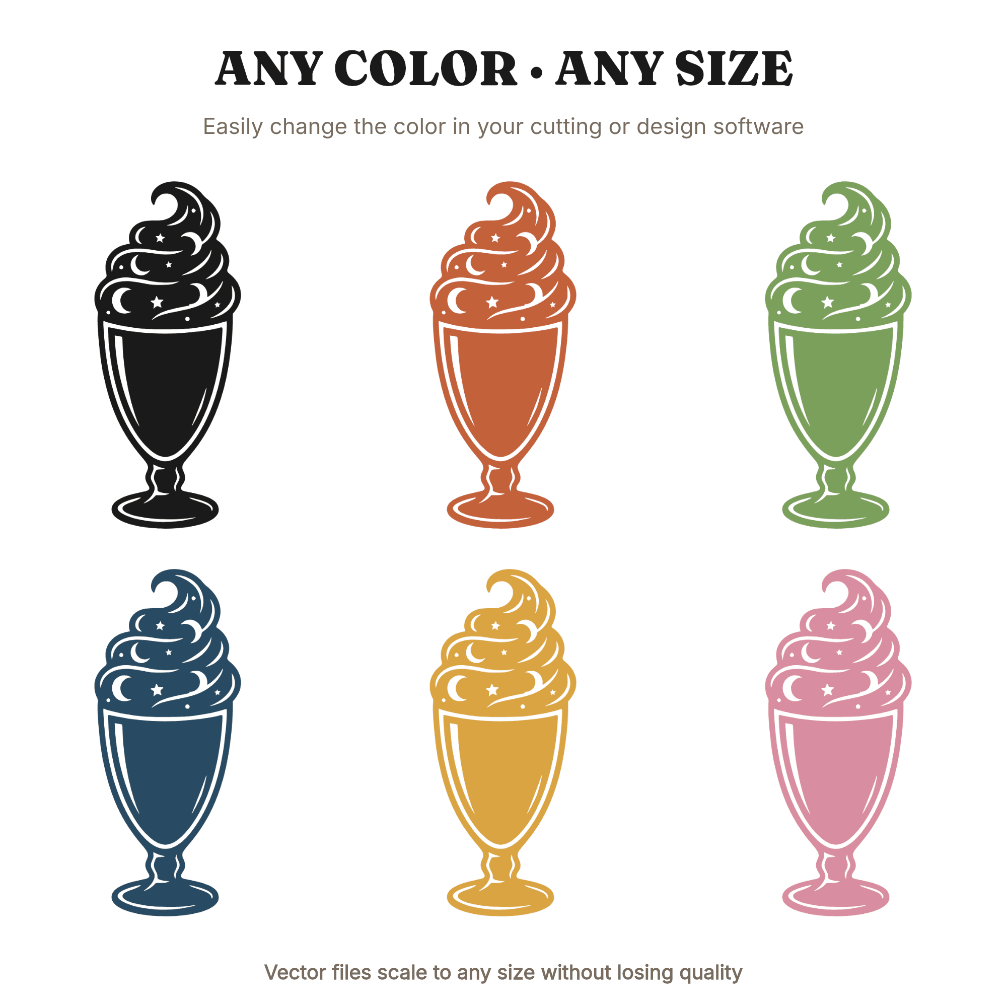 Celestial Soda Fountain Glass SVG PNG, Mystical Ice Cream Float with Stars and Moons Cut File — view 2