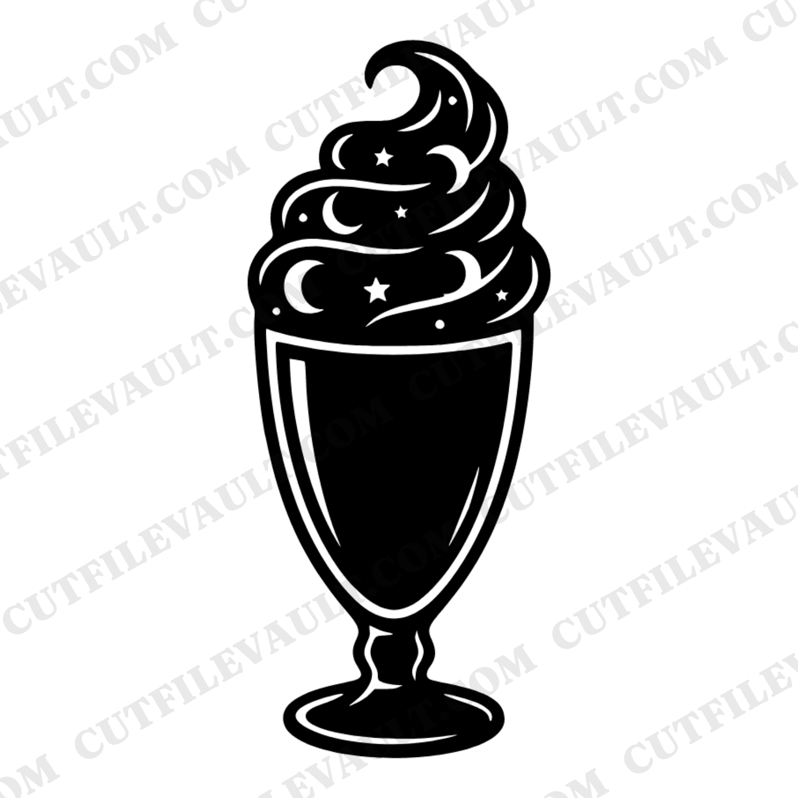 Celestial Soda Fountain Glass SVG PNG, Mystical Ice Cream Float with Stars and Moons Cut File — view 1