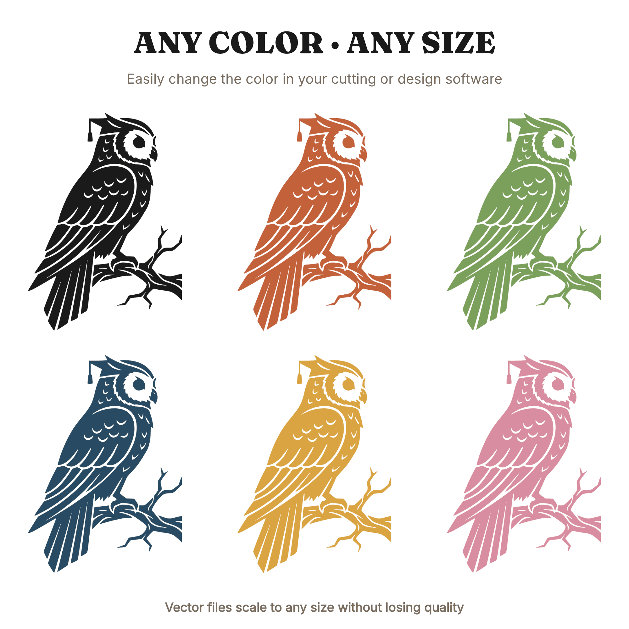 Wise Owl SVG PNG Art Deco Woodland Scholar Side Profile Cut File for Cricut Silhouette Back to School — view 2