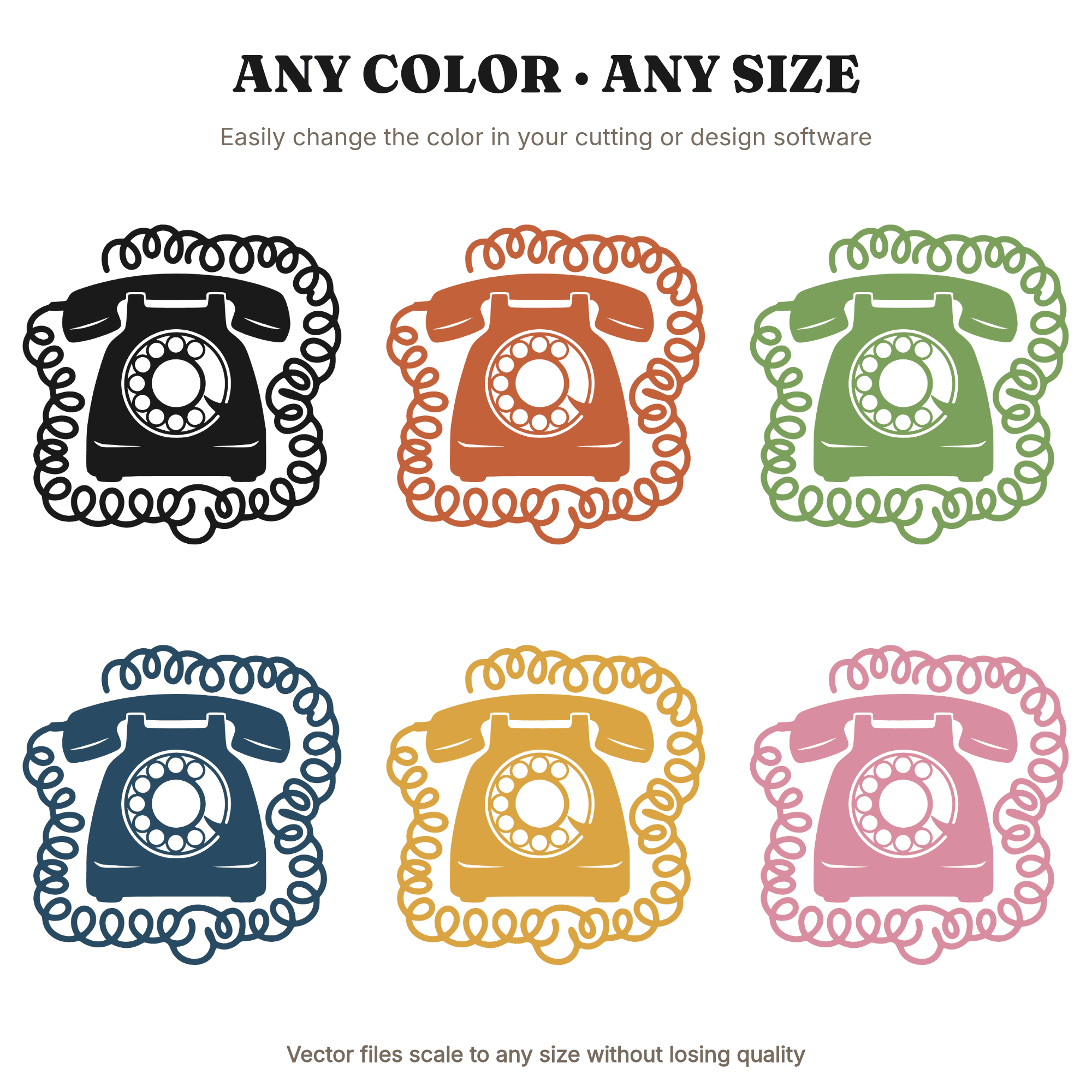 Vintage Rotary Phone SVG PNG Top View Patriotic Cut File Fourth of July Retro Americana Boho Organic — view 2