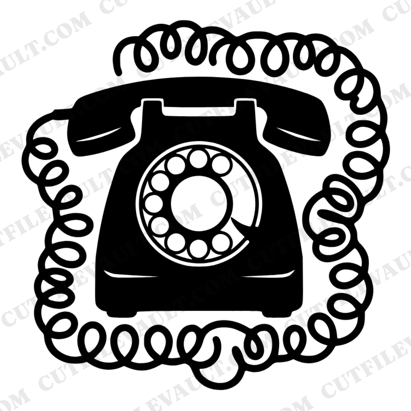 Vintage Rotary Phone SVG PNG Top View Patriotic Cut File Fourth of July Retro Americana Boho Organic — view 1
