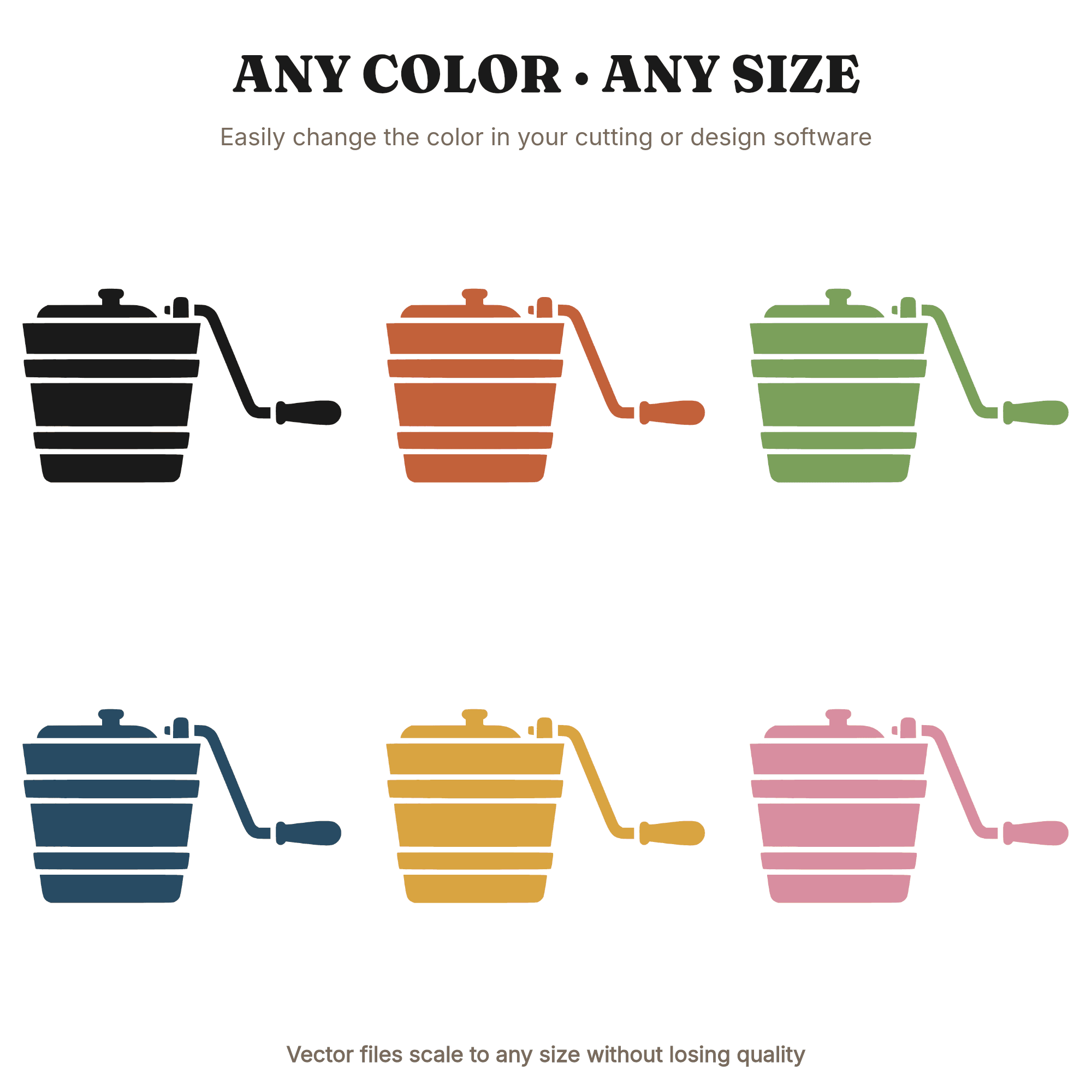 Vintage Ice Cream Churn SVG PNG, Hand Crank Churn Cut File, Scandinavian Line Art, Kitchen Decor — view 2