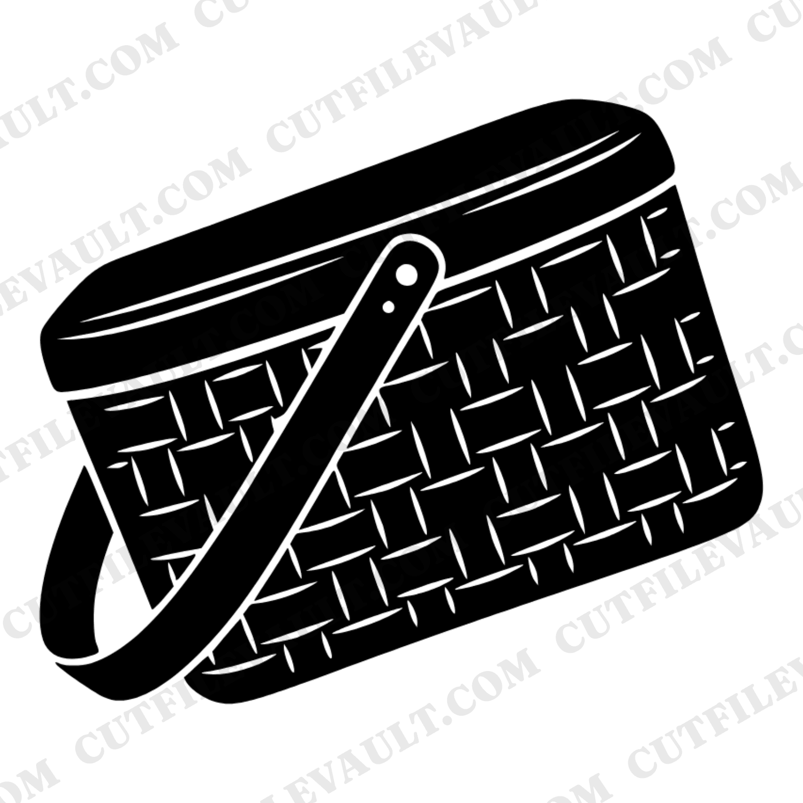 Vintage Fishing Creel Basket SVG PNG, Retro 70s Father's Day Cut File, Tilted Woven Creel Design — view 1
