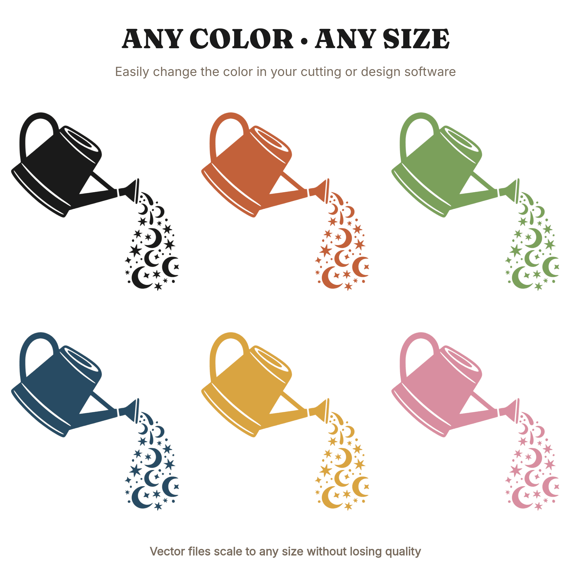 Celestial Watering Can SVG PNG Labor Day Garden Stars Moon Cut File Cricut Silhouette Design — view 2
