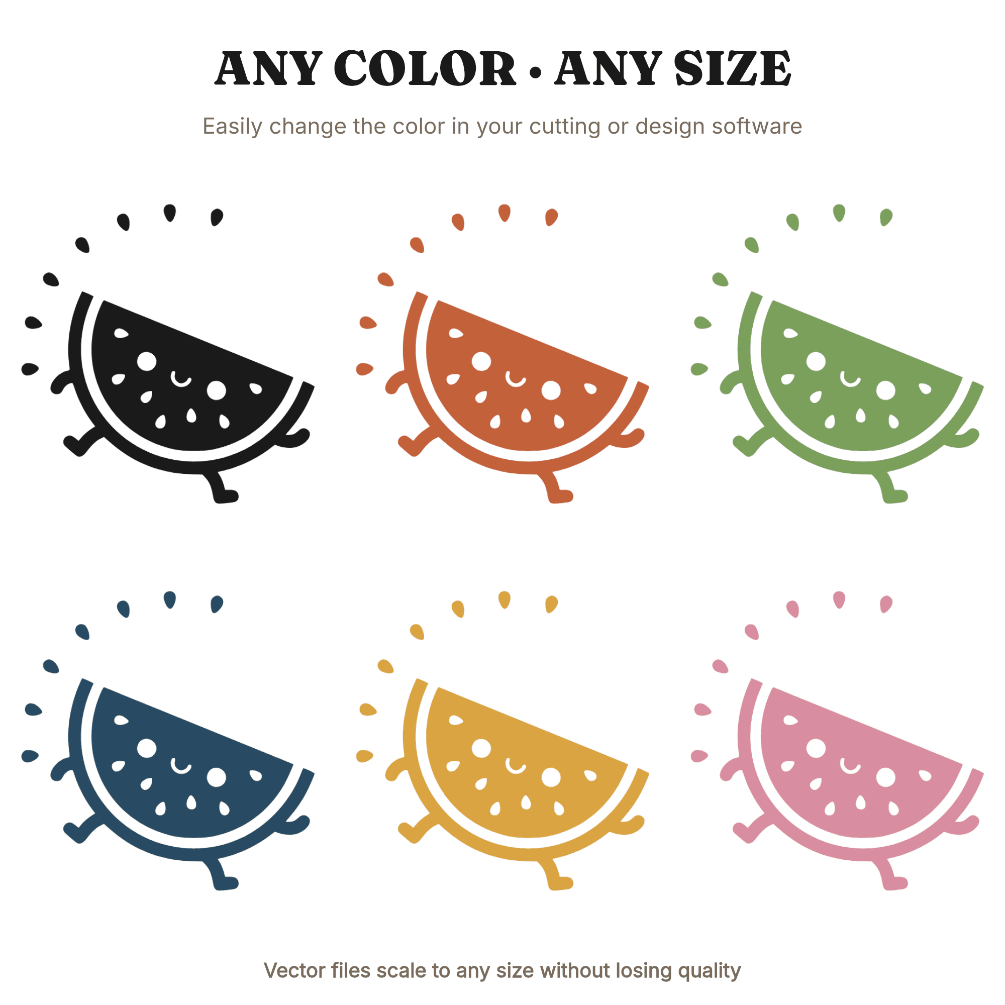 Cartwheeling Watermelon SVG PNG, Cute Kawaii Watermelon Wedge Cut File, Summer Fruit Clipart — view 2