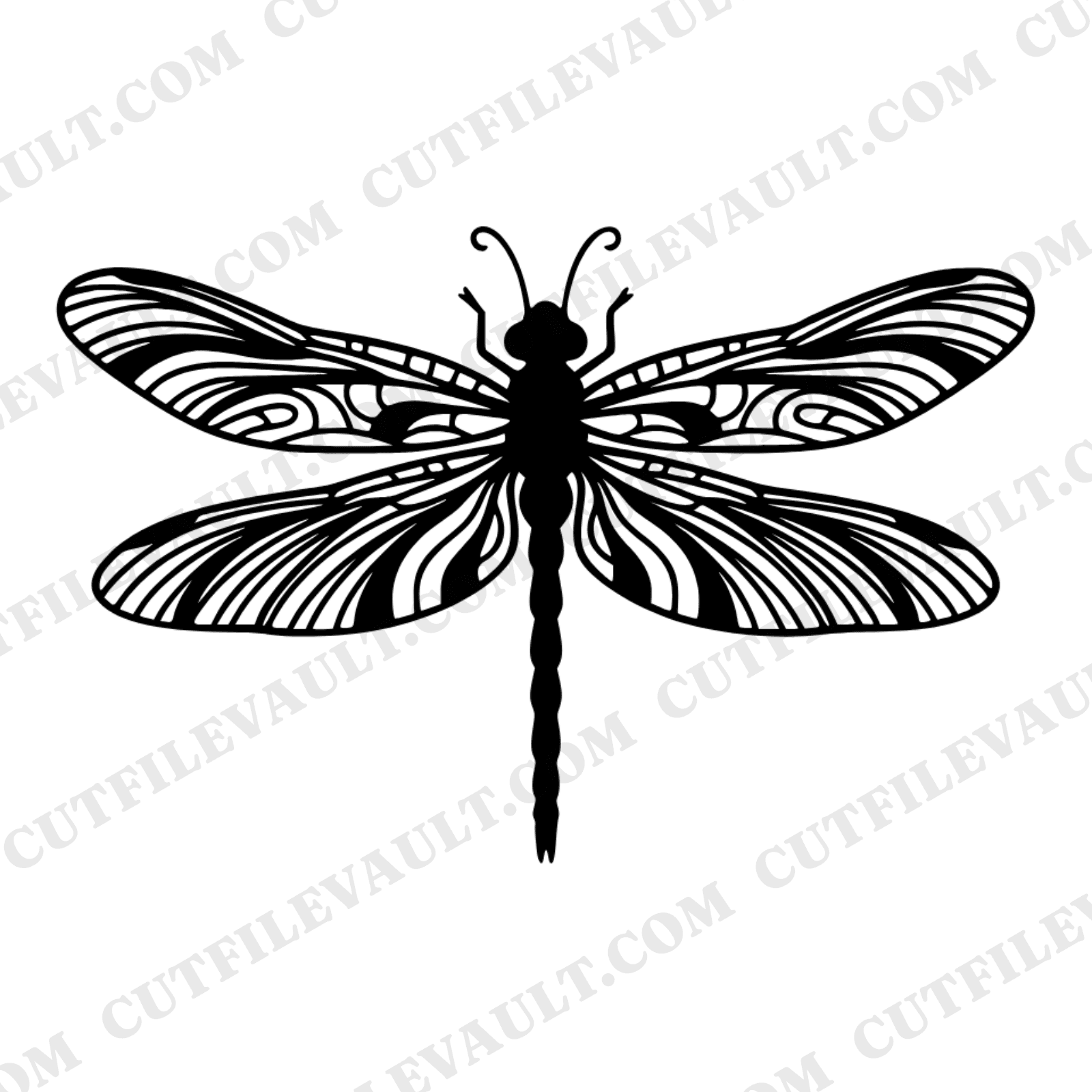 Summer Solstice Dragonfly SVG PNG, Retro 70s Vertical Dragonfly Cut File, Celestial Insect Silhouette — view 1