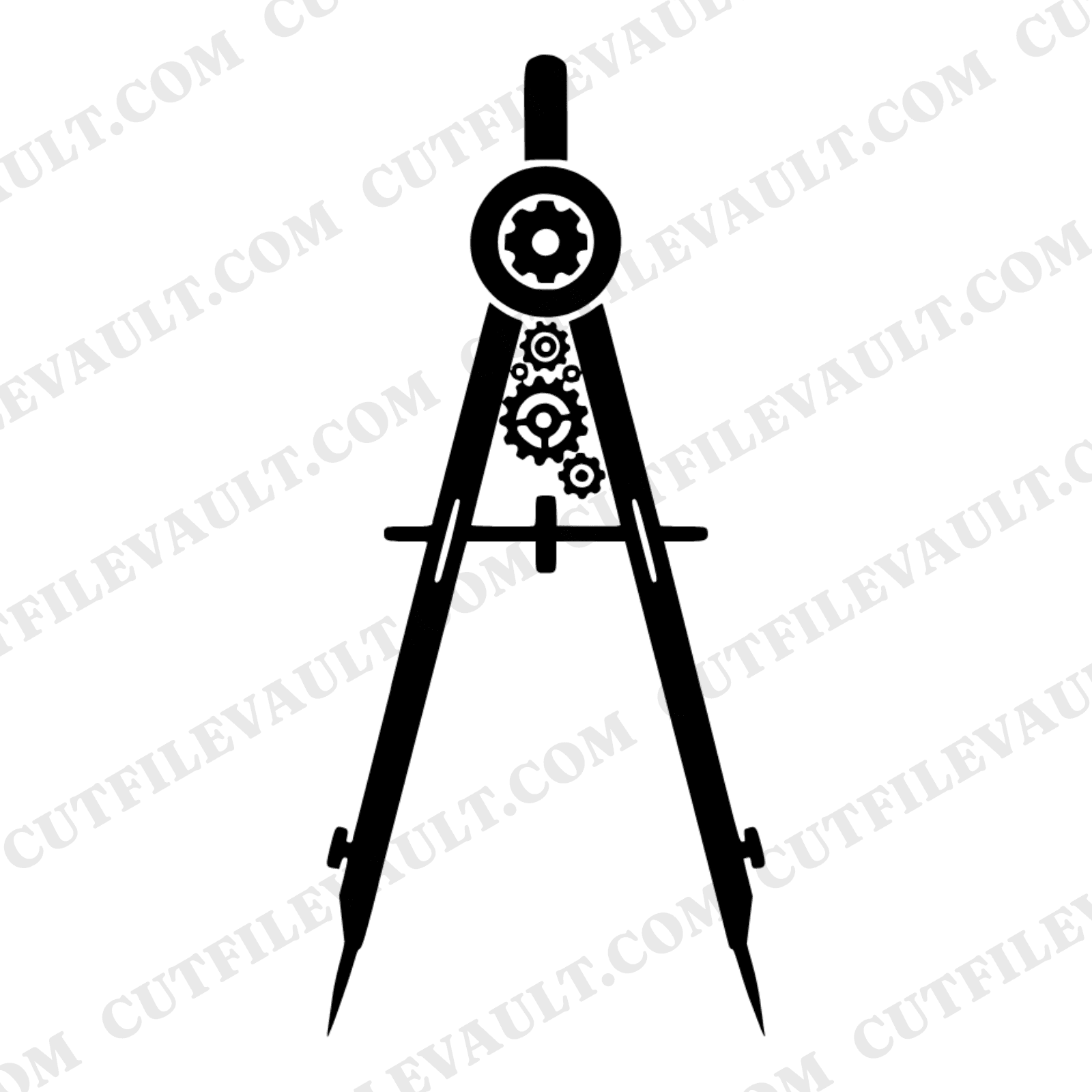 Vintage Drafting Compass SVG PNG, Steampunk Gears Art Deco Geometric Cut File, Back to School