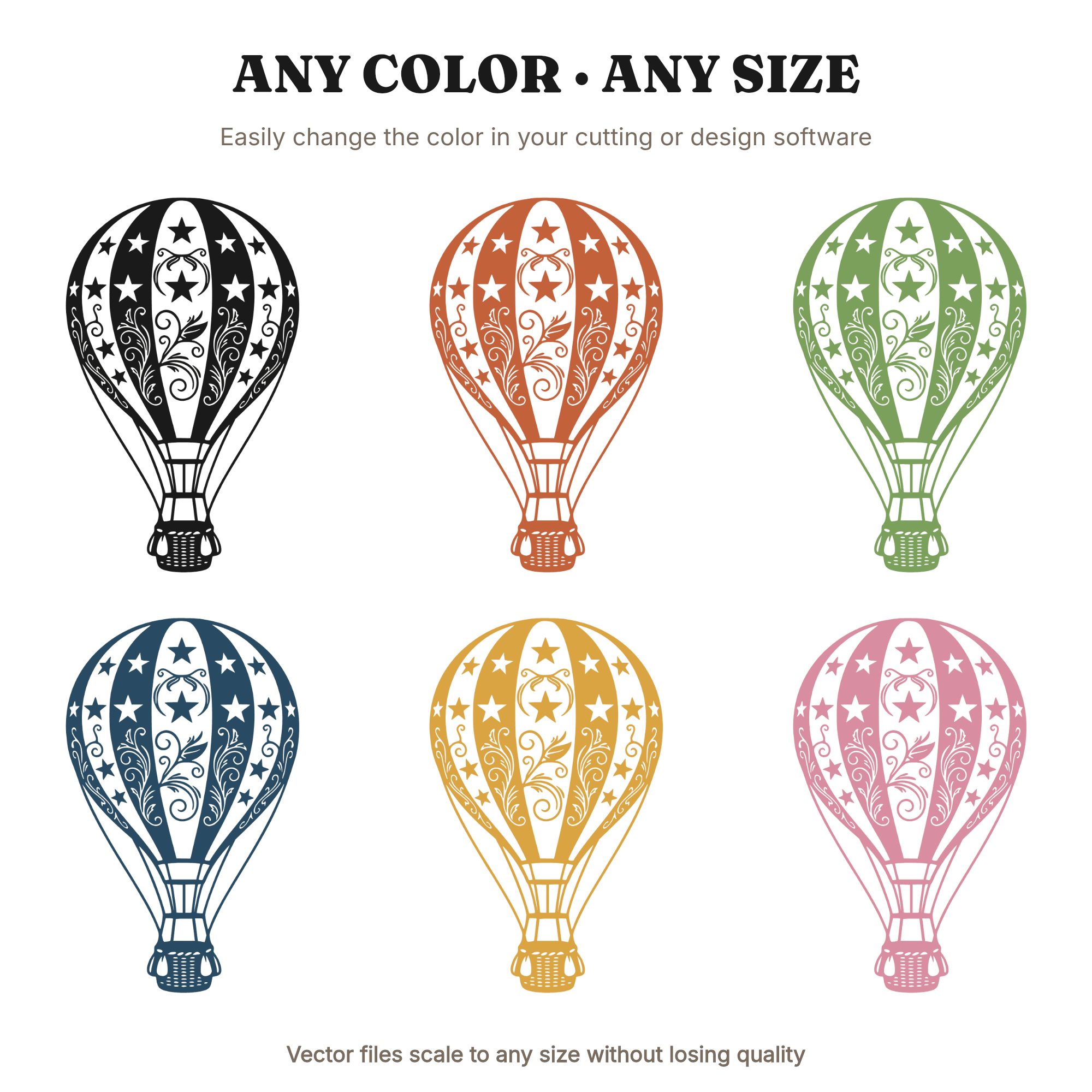 Patriotic Hot Air Balloon SVG PNG, Fourth of July Star Spangled Balloon Cut File, Vintage Americana — view 2