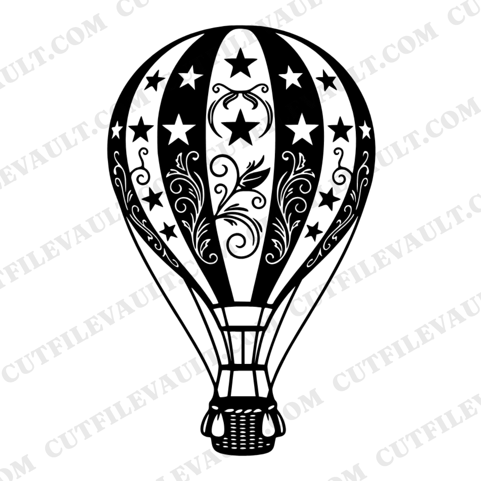 Patriotic Hot Air Balloon SVG PNG, Fourth of July Star Spangled Balloon Cut File, Vintage Americana — view 1