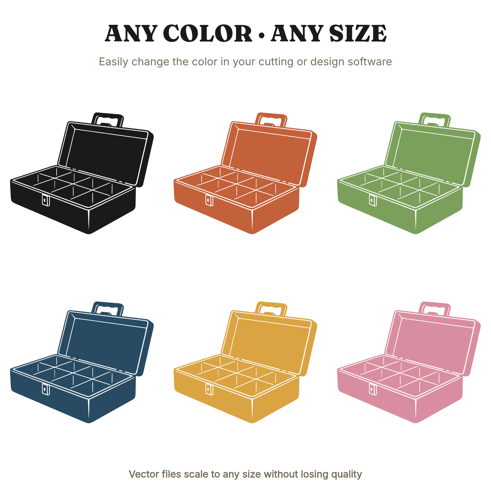 Vintage 1950s Tackle Box SVG PNG, Retro Fishing Silhouette, Father's Day Cut File, Dad Gift — view 2
