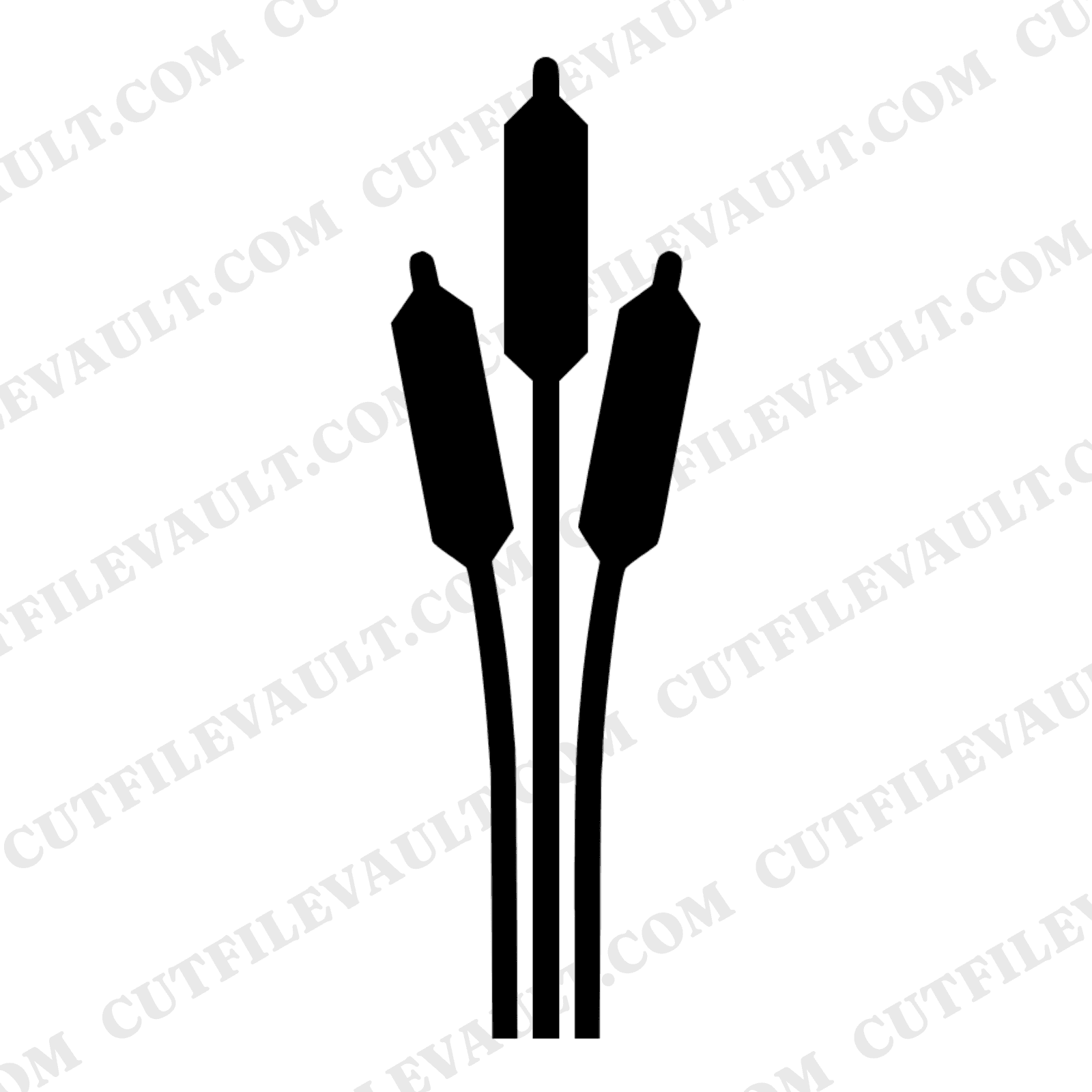 Summer Solstice Cattail SVG PNG, Art Deco Geometric Cattail Silhouette, Brutalist Nature Cut File — view 1