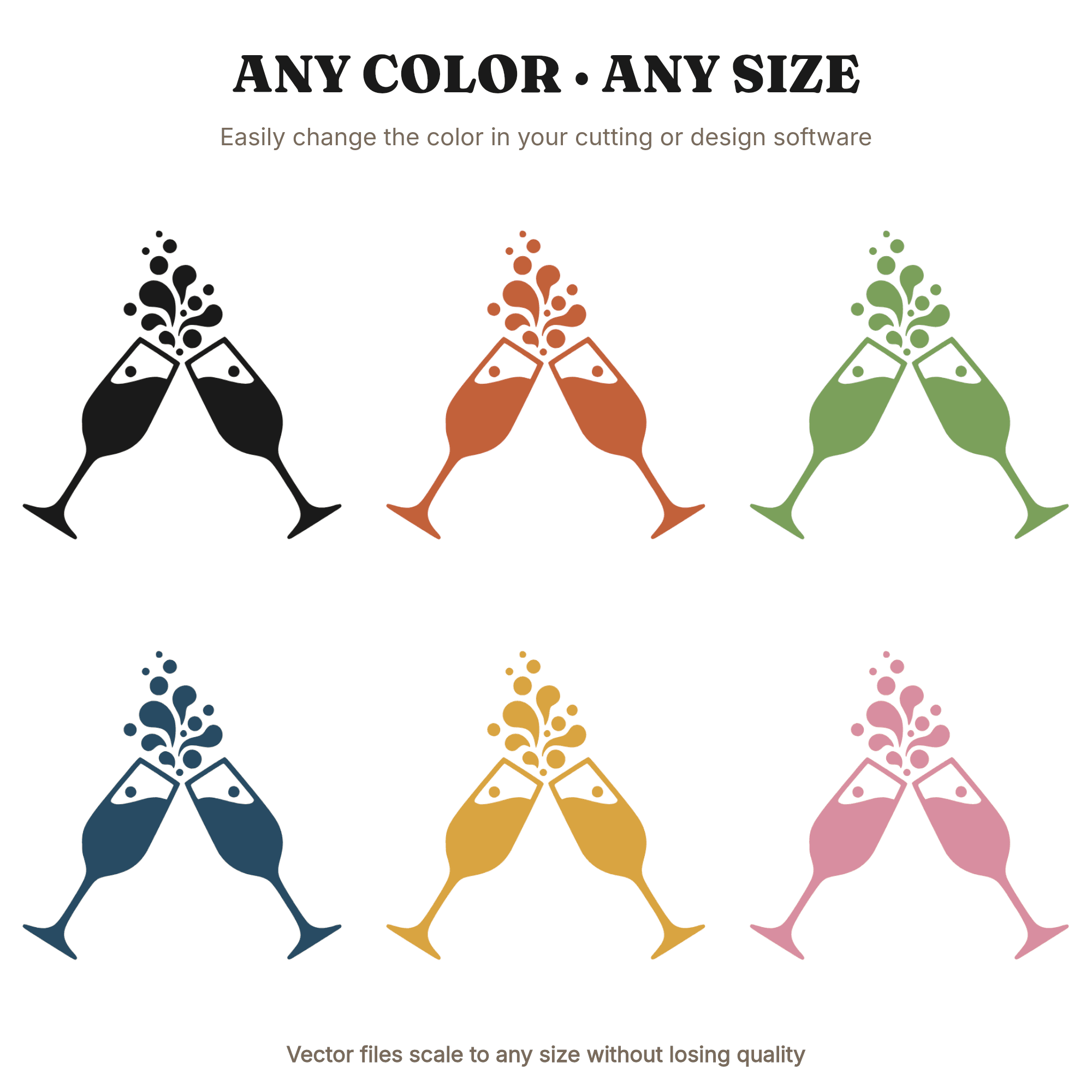 Champagne Toast SVG PNG Retro 70s Wedding Celebration Bubbles Cut File Bridal Shower Anniversary — view 2