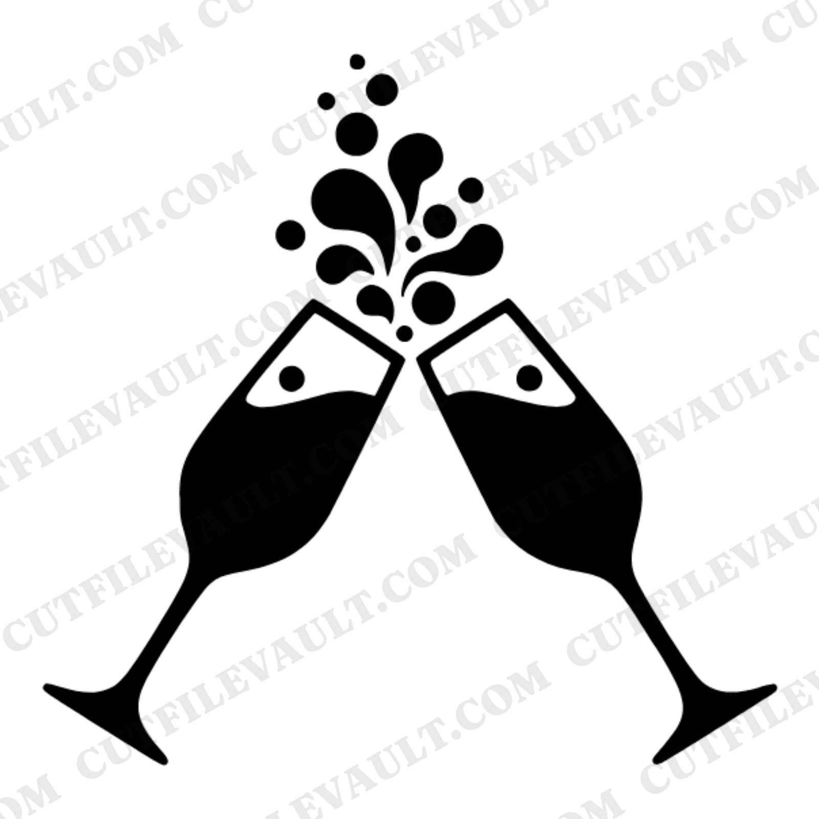 Champagne Toast SVG PNG Retro 70s Wedding Celebration Bubbles Cut File Bridal Shower Anniversary — view 1