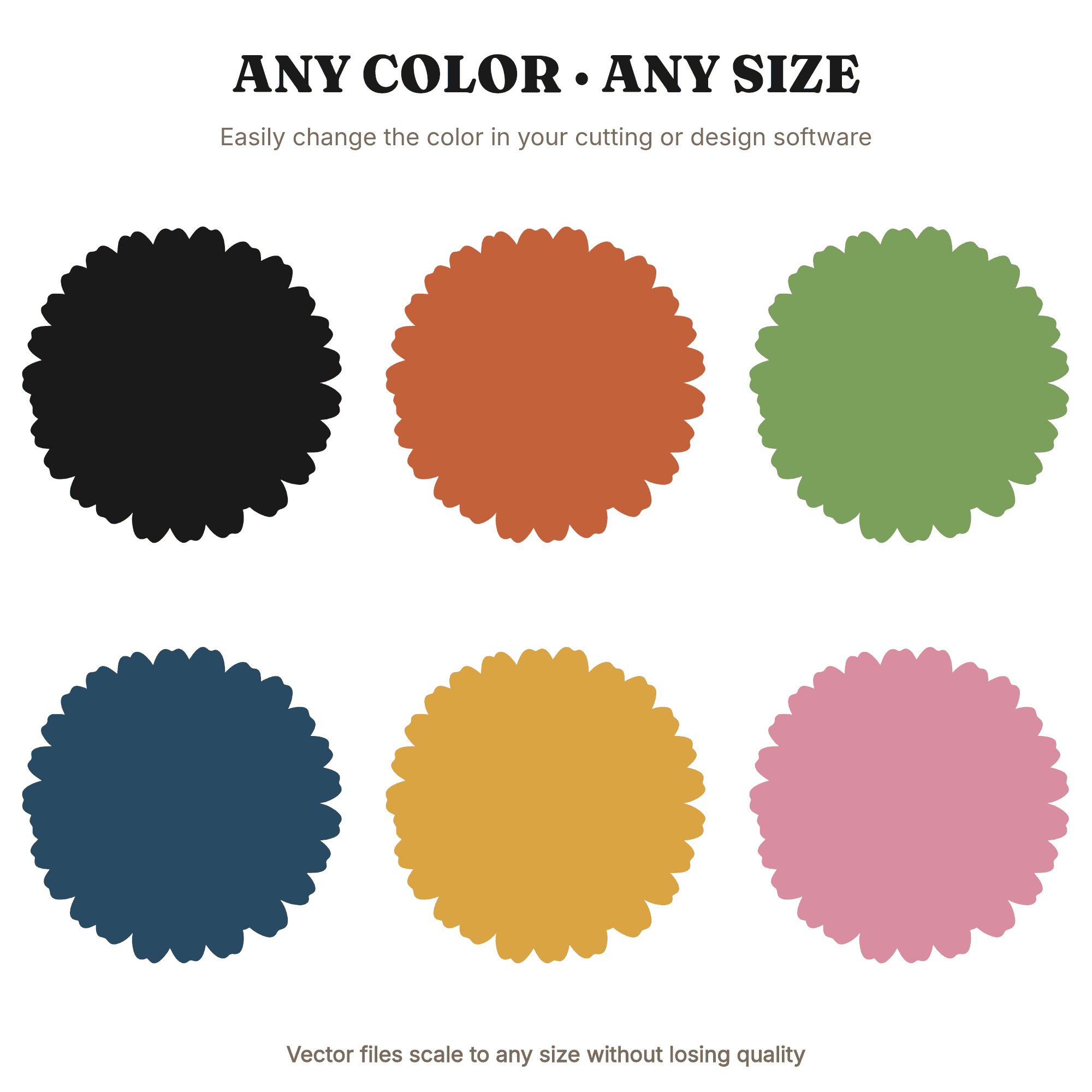 Summer Solstice Zinnia Flower SVG PNG, Radial Bloom Cut File, Modern Brutalist Floral Design — view 2