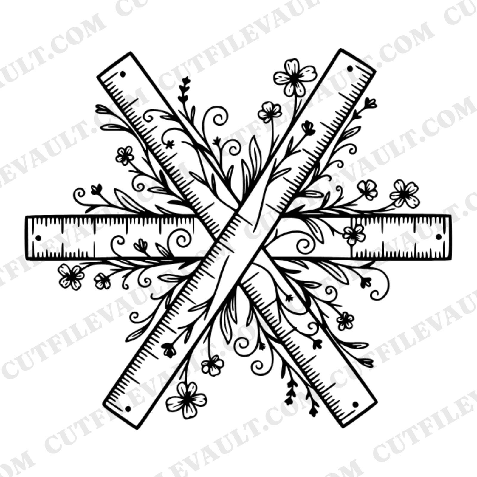 Nordic Ruler Star SVG PNG, Back to School Teacher Clipart, Cottagecore Floral Classroom Decor Cut File