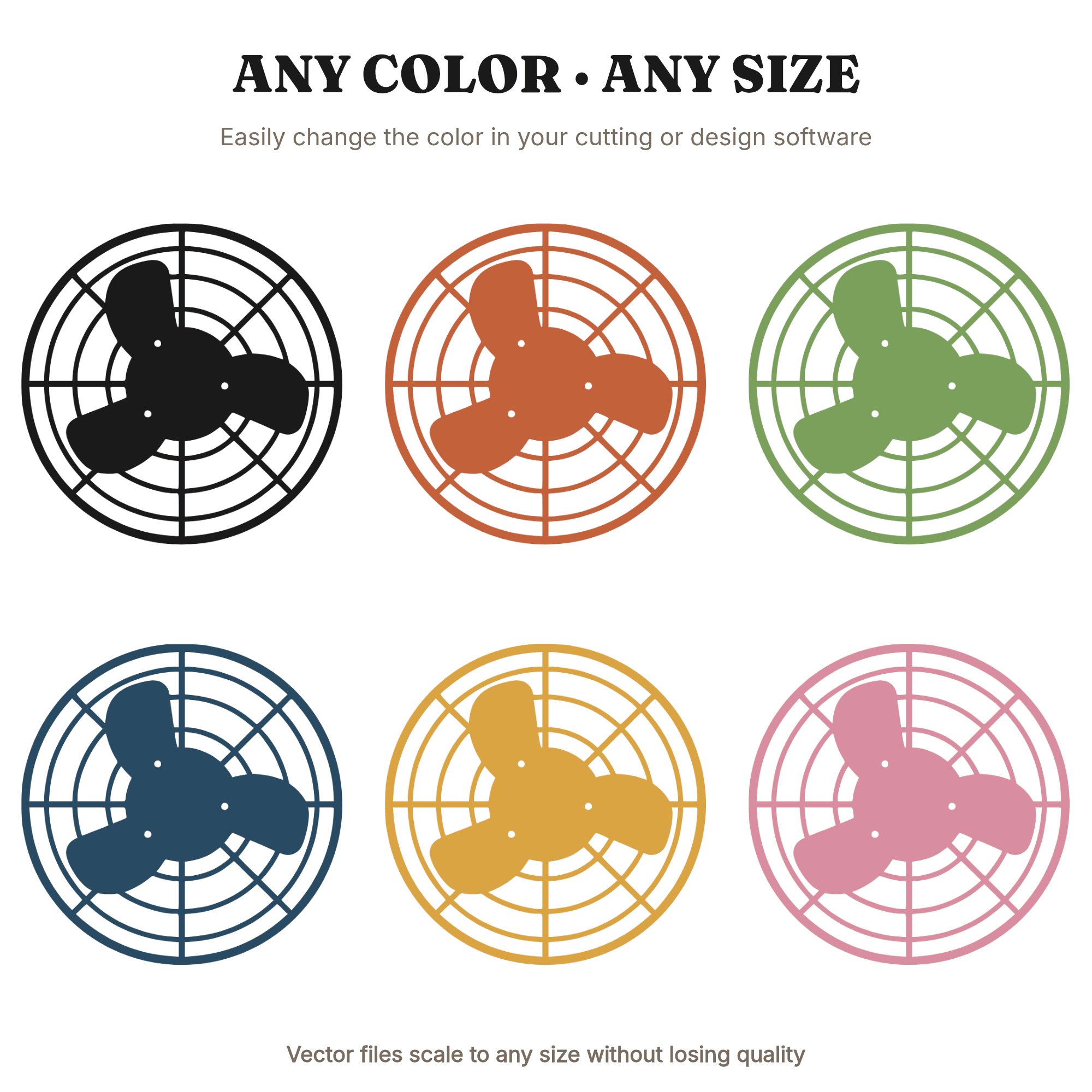 Vintage Rotary Fan SVG PNG Mid Century Summer Breeze Retro Patio Decor Cut File Design — view 2
