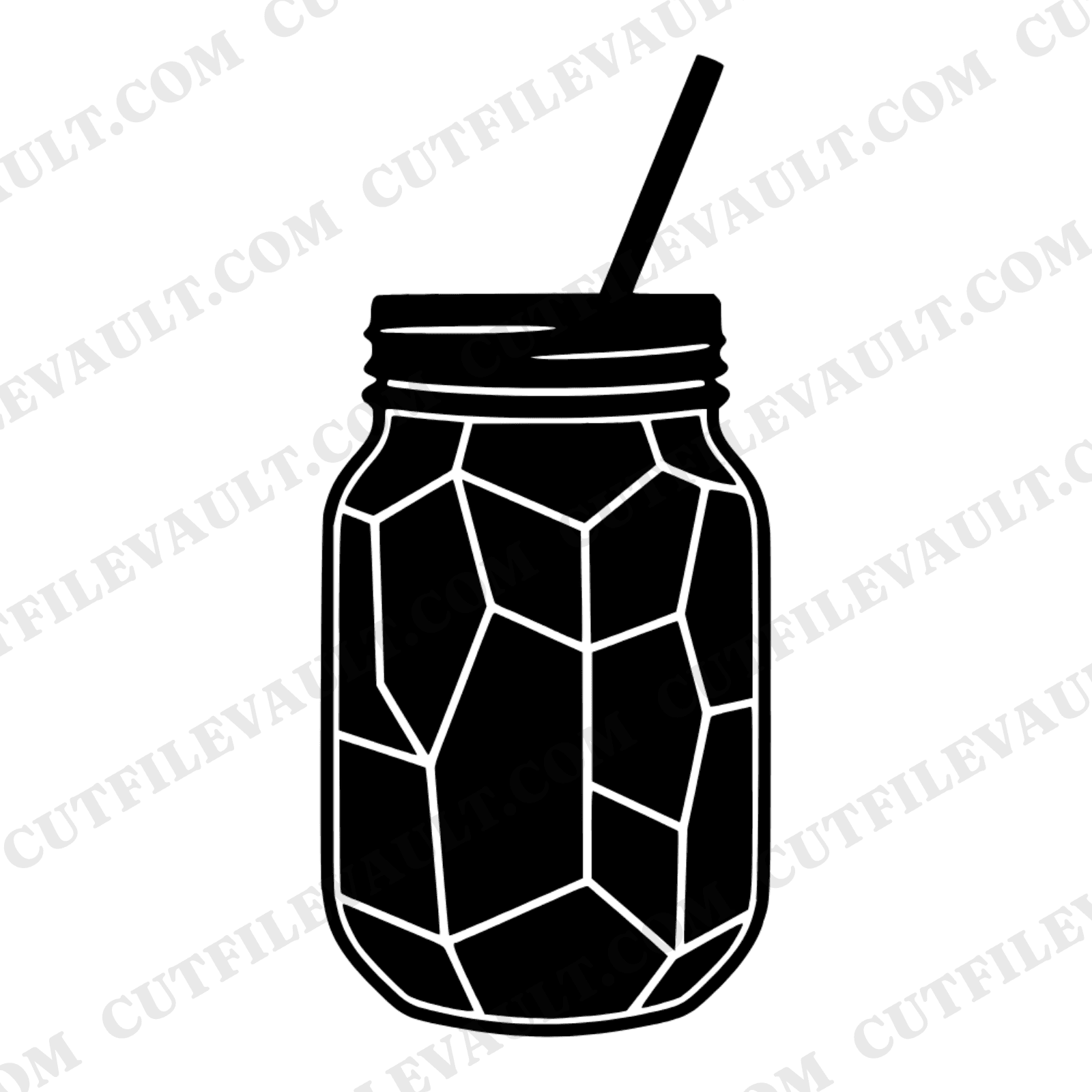 Celestial Lemonade Mason Jar SVG PNG Stained Glass Facets Mystical Summer Craft Cut File — view 1