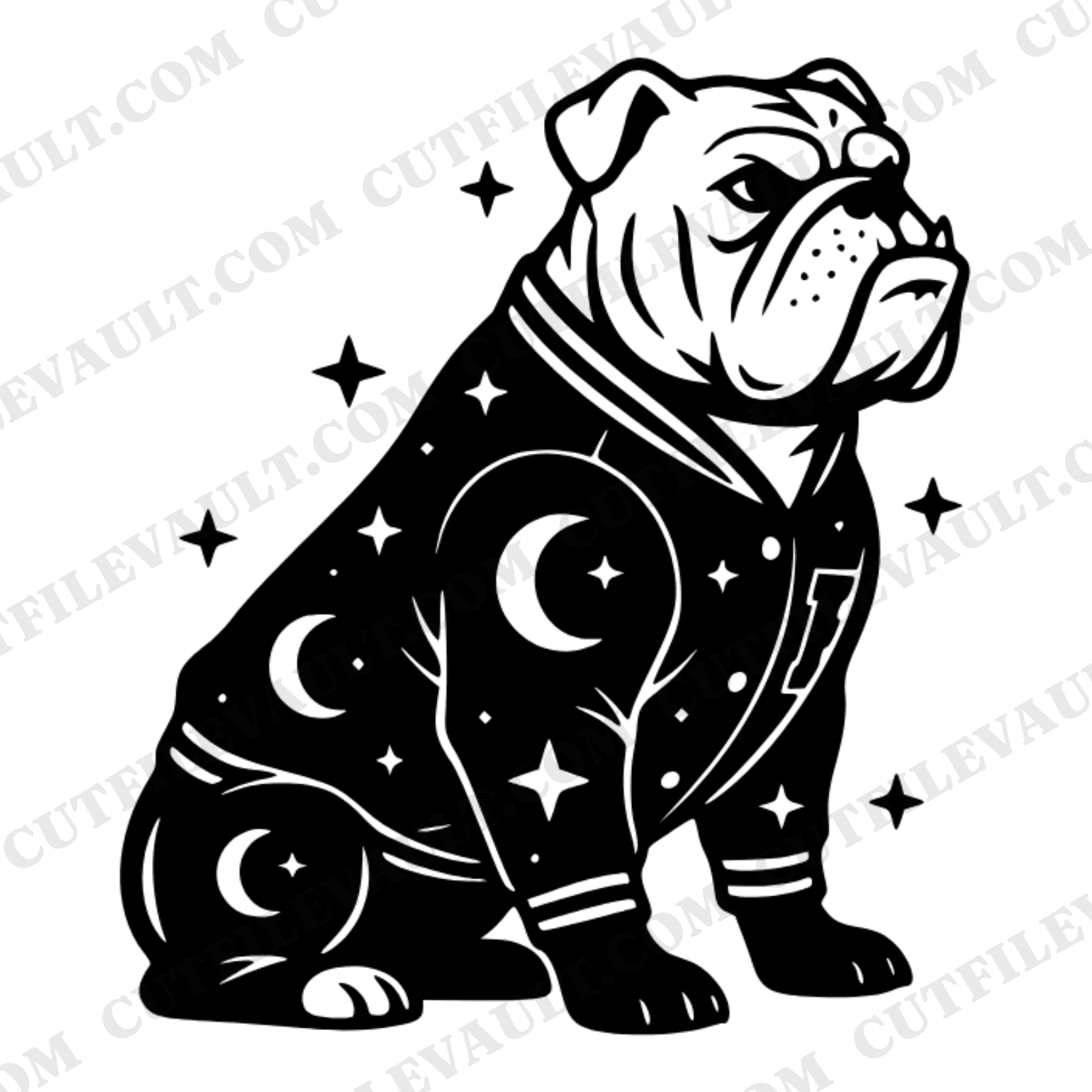 Celestial Bulldog Varsity Mascot SVG PNG, Patriotic Team Spirit Silhouette Cut File for Cricut