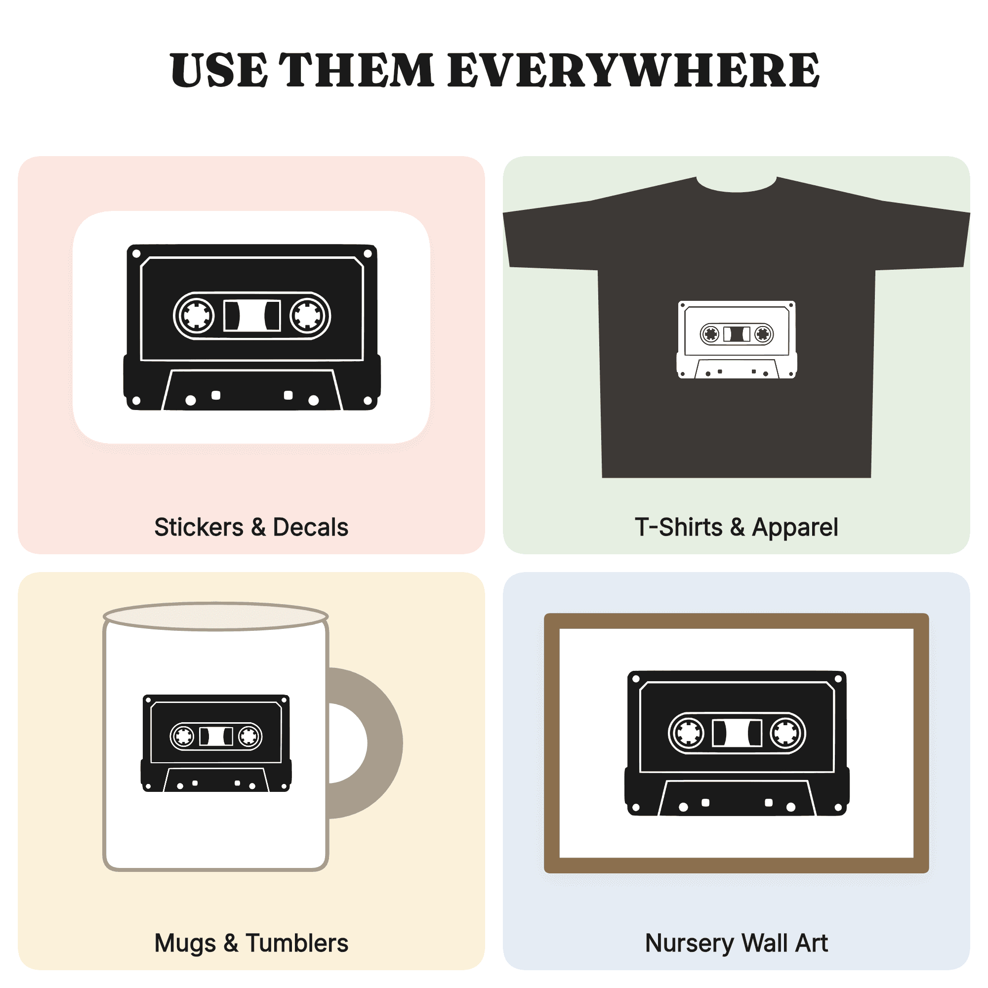 Retro 1970s Cassette Tape SVG PNG, Vintage Mix Tape Cut File, Nostalgic Back to School Design — view 3