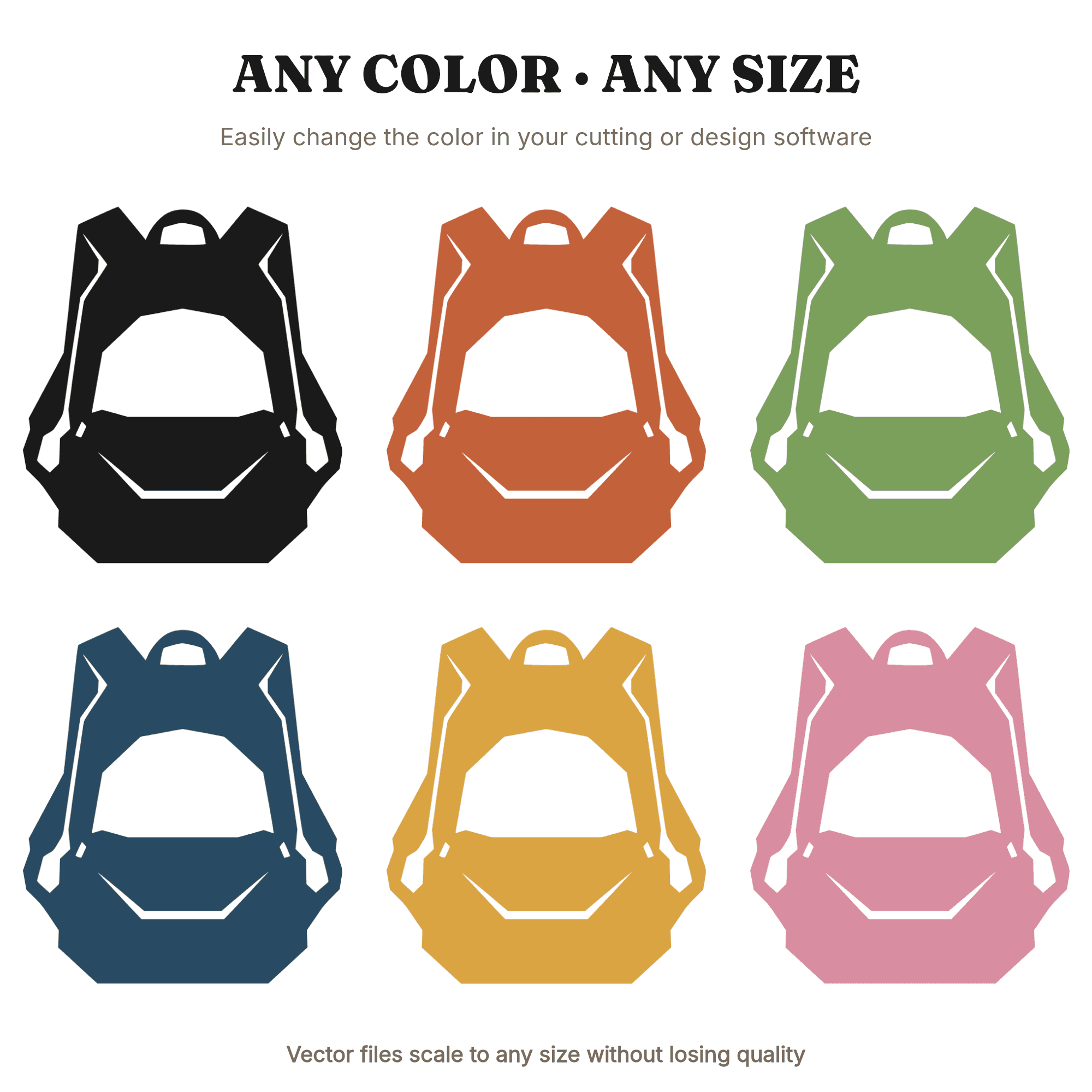 Backpack Top Down View SVG PNG Unzipped Straps Spread Cut File Back to School Brutalist Design — view 2