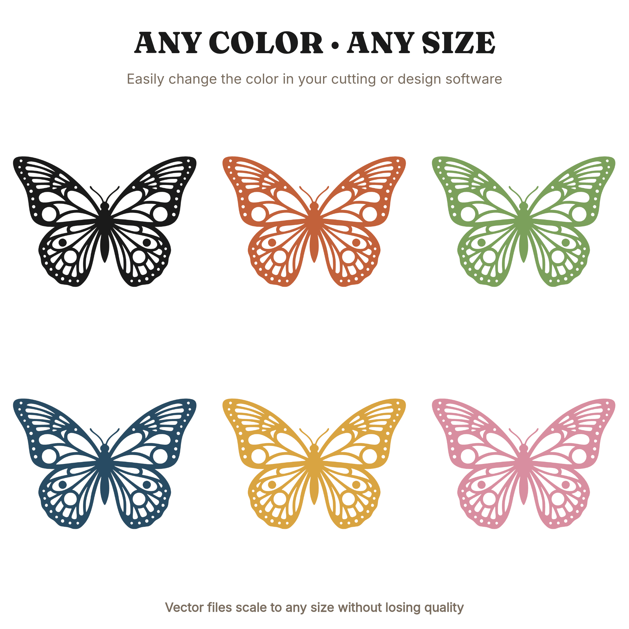 Summer Solstice Butterfly Mandala SVG PNG, Mid-Century Folk Art Papercut Design, Layered Cut File — view 2