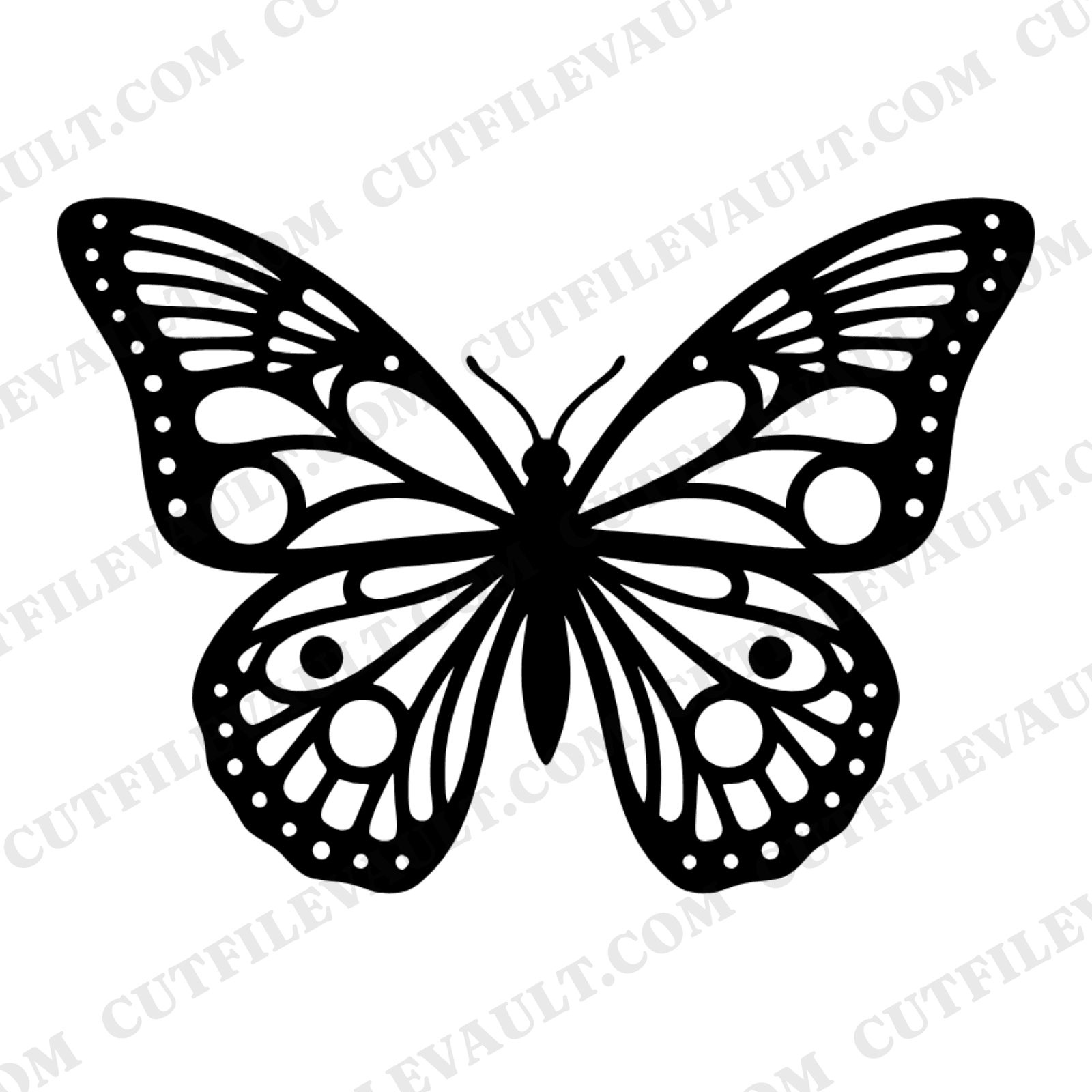 Summer Solstice Butterfly Mandala SVG PNG, Mid-Century Folk Art Papercut Design, Layered Cut File — view 1