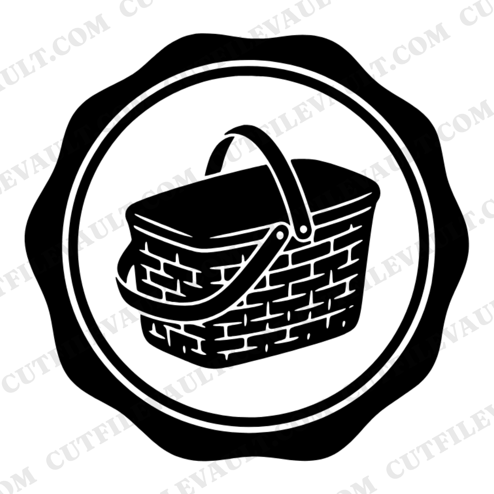 Vintage Fishing Creel SVG PNG, Wax Seal Emblem, Fathers Day Fishing Basket Cut File, Dad Gift — view 1
