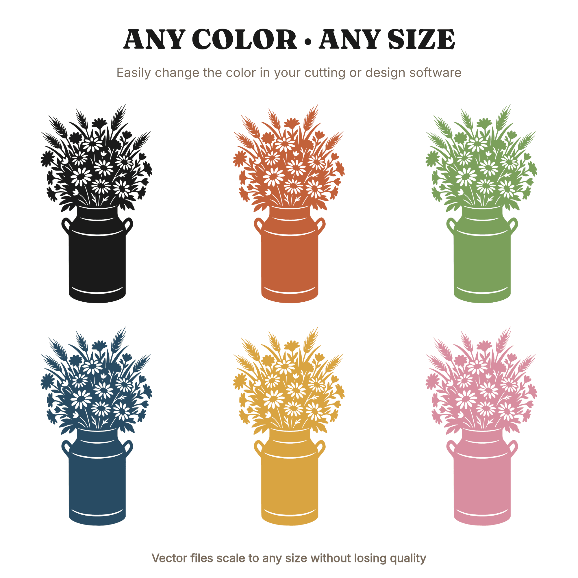 Vintage Milk Can with Wildflowers SVG PNG, Fourth of July Farmhouse Decor, Patriotic Bouquet Cut File — view 2