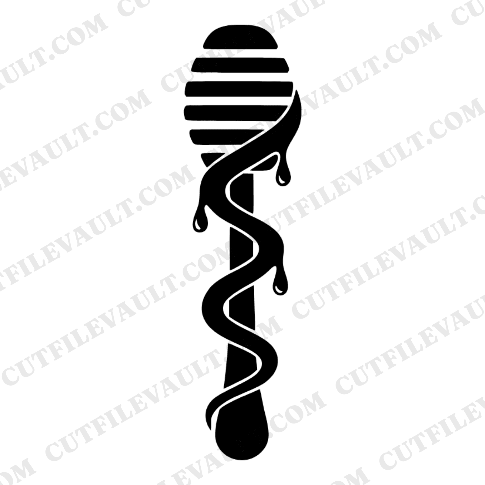 Honey Dipper SVG PNG, National Honey Bee Day Spiral Ribbon Design, Kitchen Craft Cut File