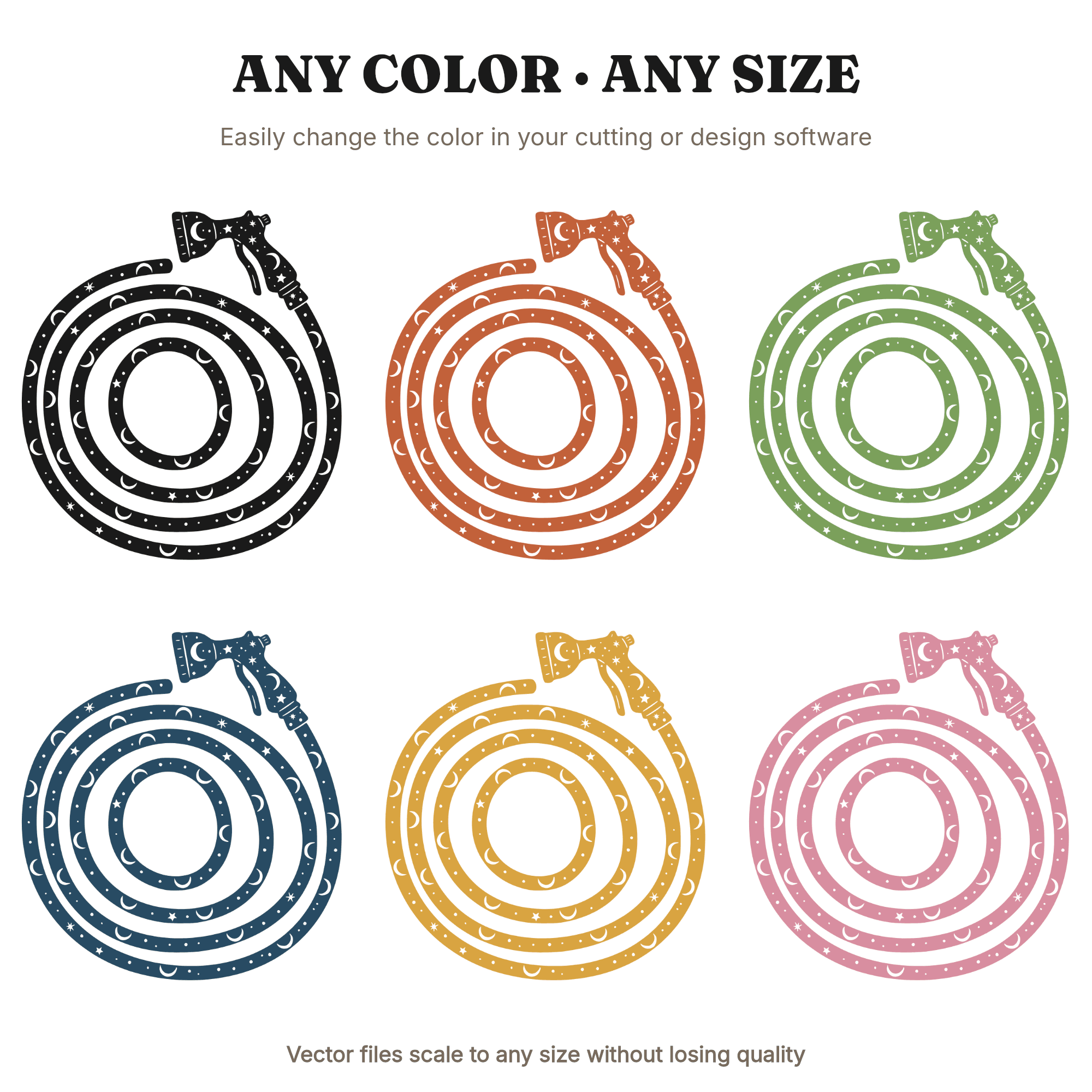Celestial Garden Hose Spiral SVG PNG Labor Day Cut File Mystical Bohemian Yard Work Design — view 2