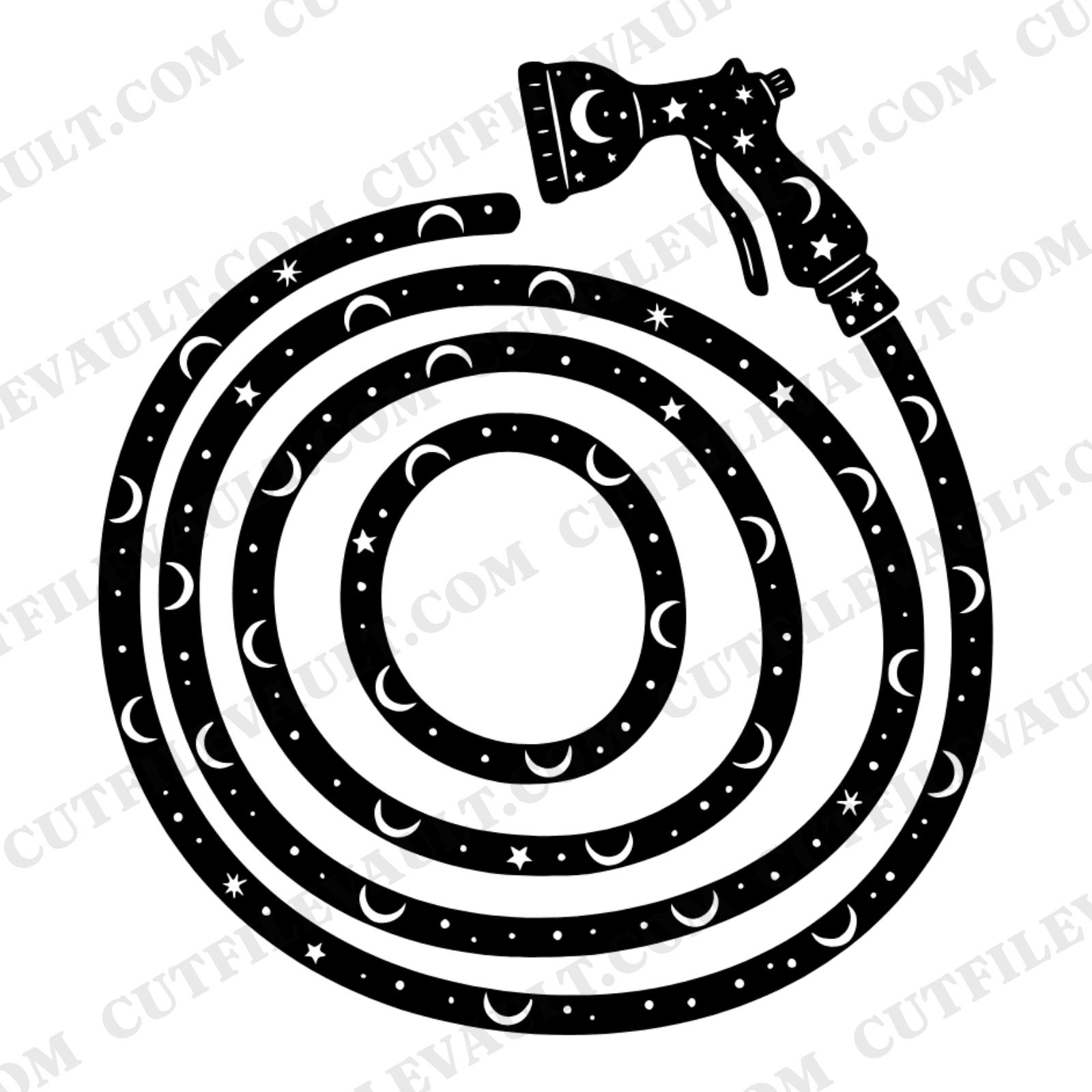 Celestial Garden Hose Spiral SVG PNG Labor Day Cut File Mystical Bohemian Yard Work Design — view 1