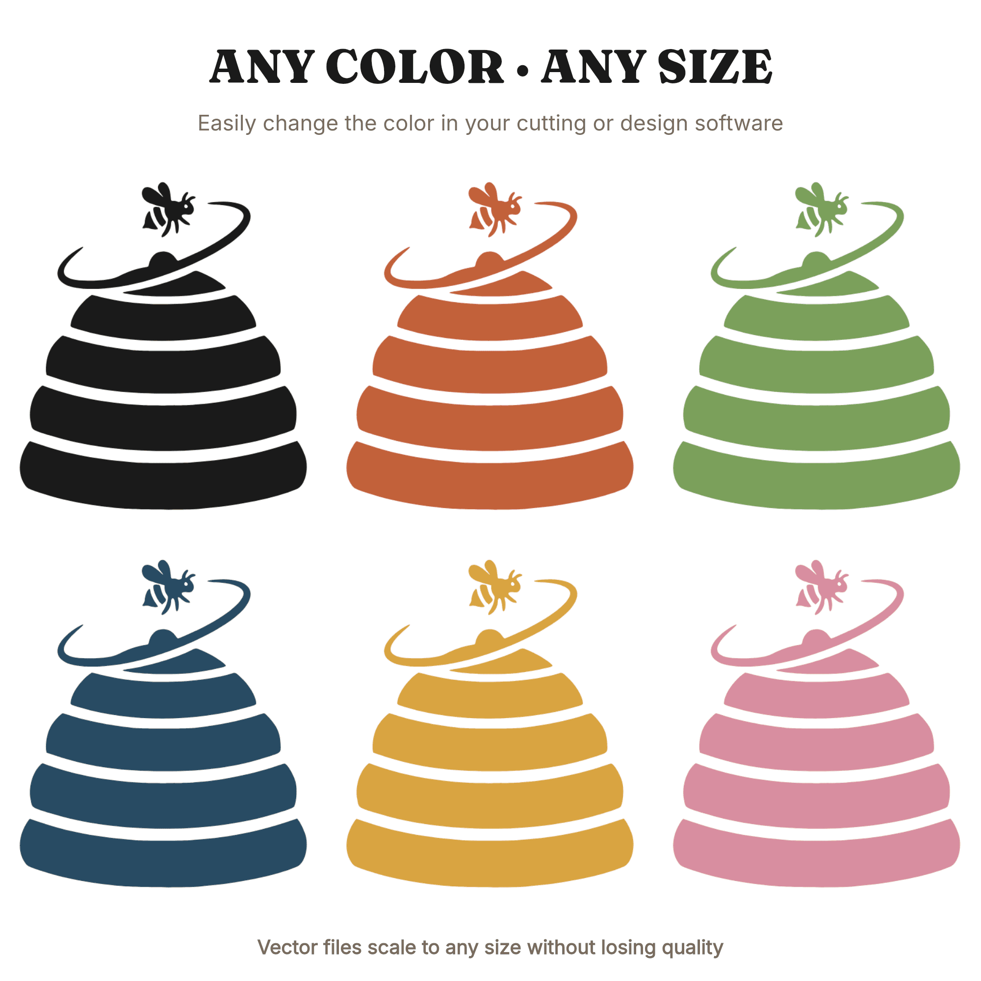 Retro Beehive Skep SVG PNG, Groovy Bee Orbiting Hive Cut File, 70s Honey Bee Day Design — view 2