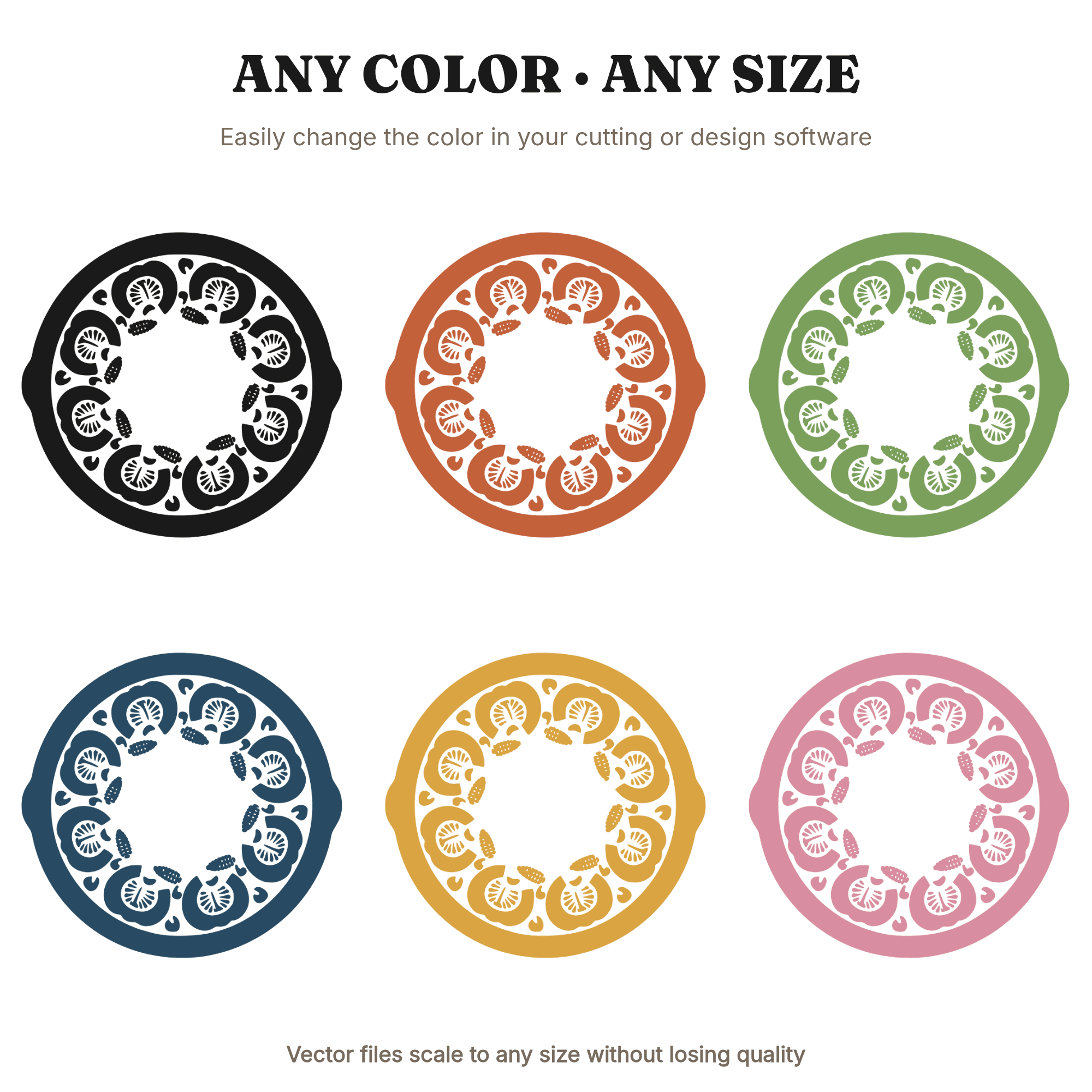 Harvest Skillet Wreath SVG PNG, Cast Iron Thanksgiving Pumpkin Corn Squash Fall Kitchen Cut File — view 2