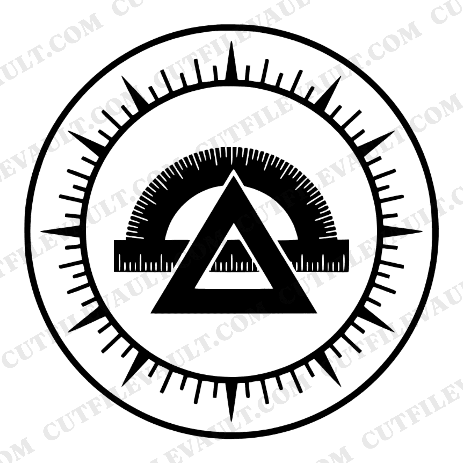 Geometry Wax Seal SVG PNG, Art Deco Protractor Triangle Badge, Math Teacher Back to School Cut File — view 1
