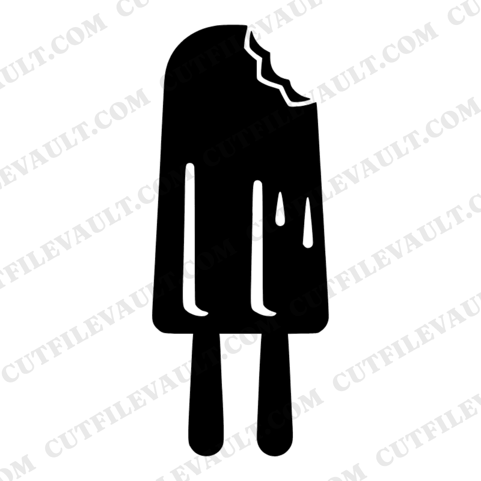 Summer Solstice Popsicle SVG PNG, Twin Stick Ice Pop Silhouette, Geometric Bite Mark Cut File — view 1