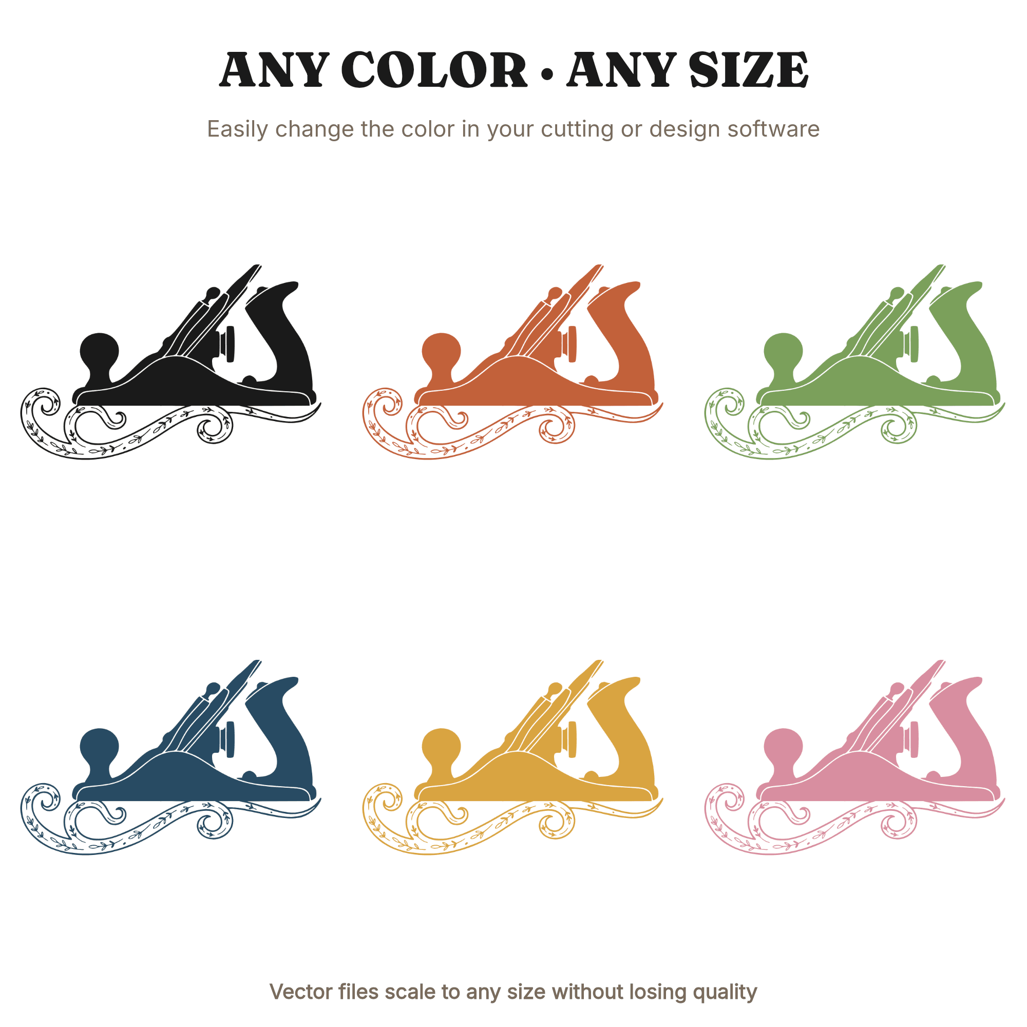Vintage Hand Plane SVG PNG, Wood Shavings Father's Day Cut File, Woodworking Tool Clipart — view 2