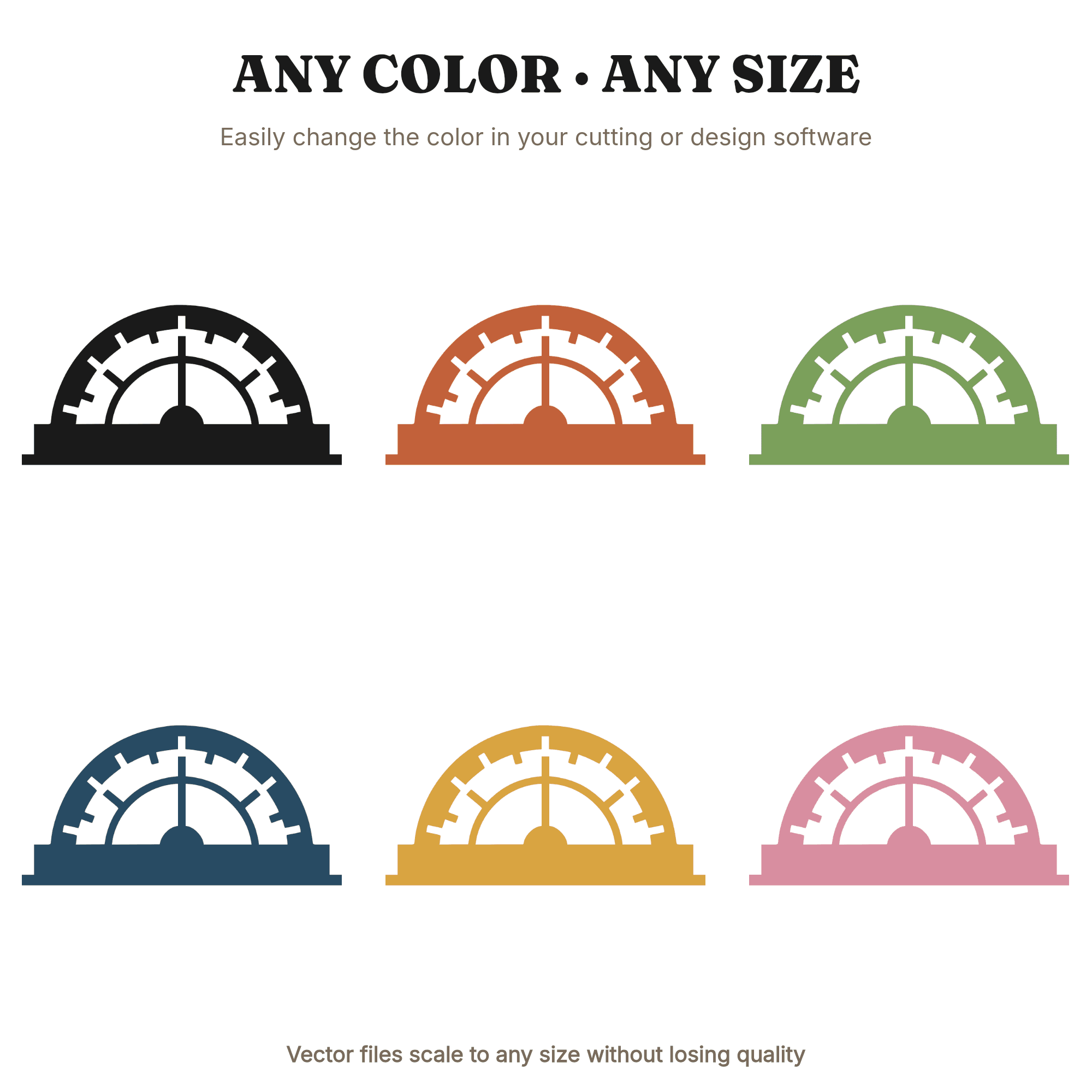 Mid Century Protractor SVG PNG, Retro Back to School Silhouette Cut File, Geometric Boho Teacher Clipart — view 2