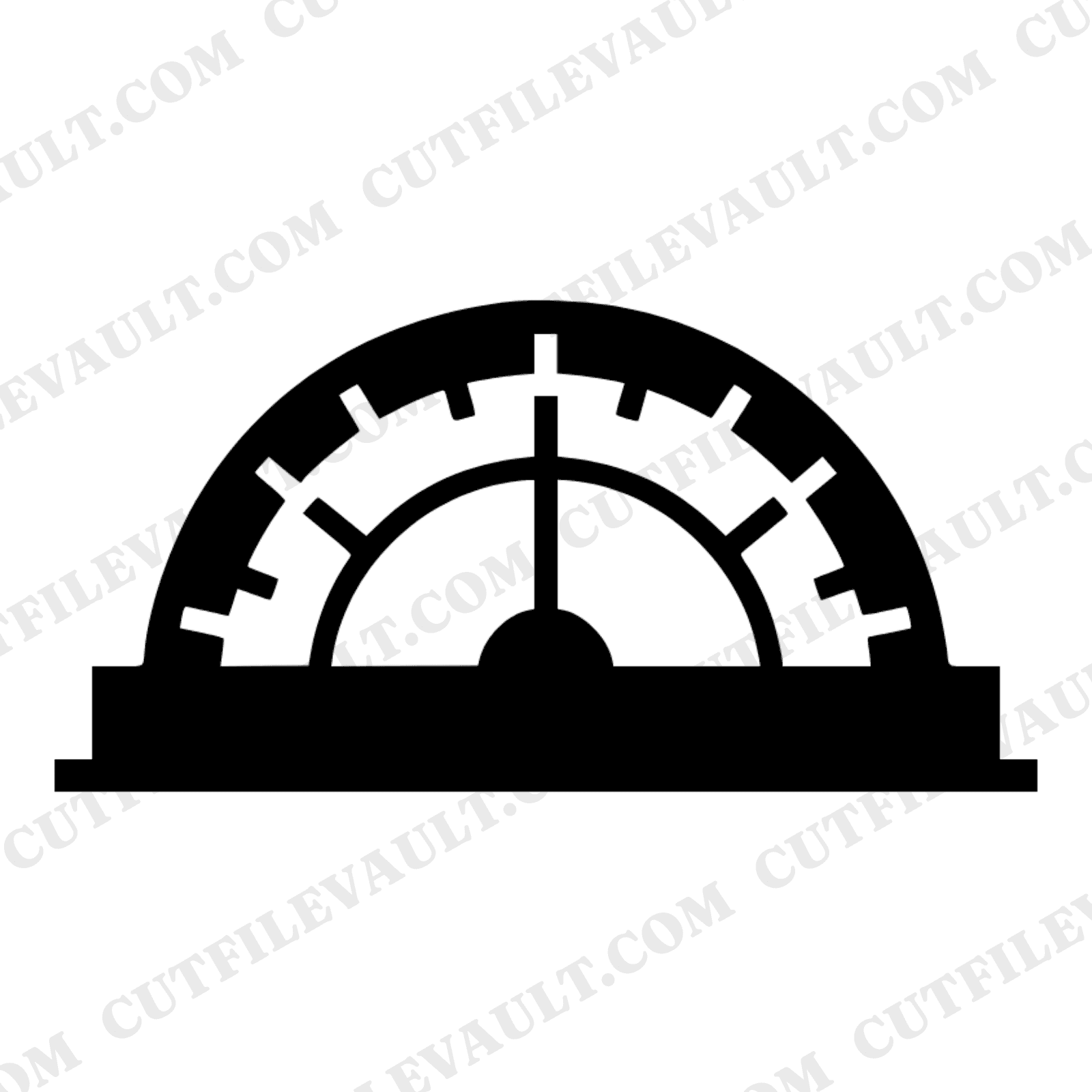 Mid Century Protractor SVG PNG, Retro Back to School Silhouette Cut File, Geometric Boho Teacher Clipart — view 1