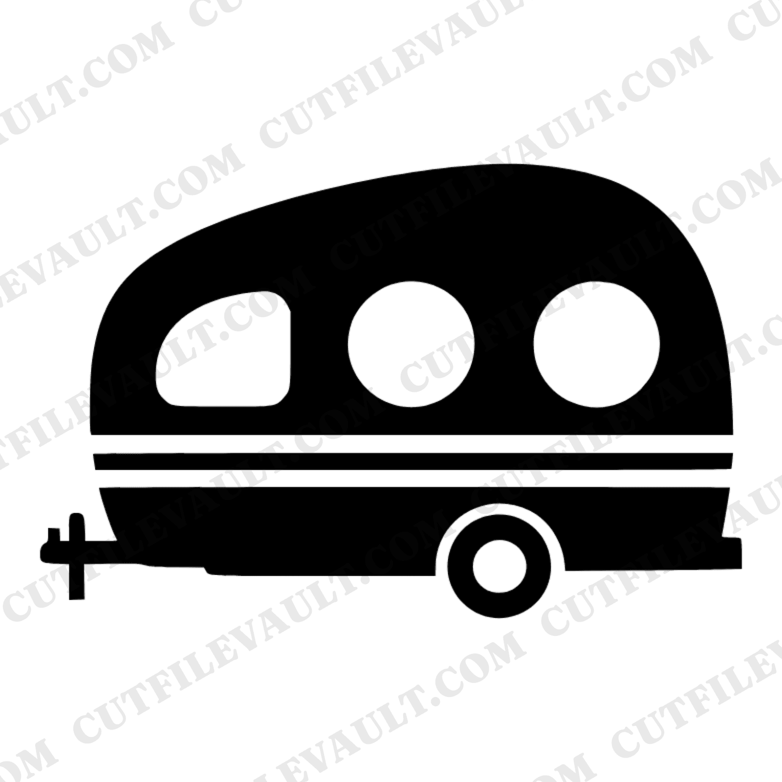 Groovy Vintage Camper Trailer SVG PNG, Retro 70s RV Silhouette, Summer Vacation Cut File — view 1