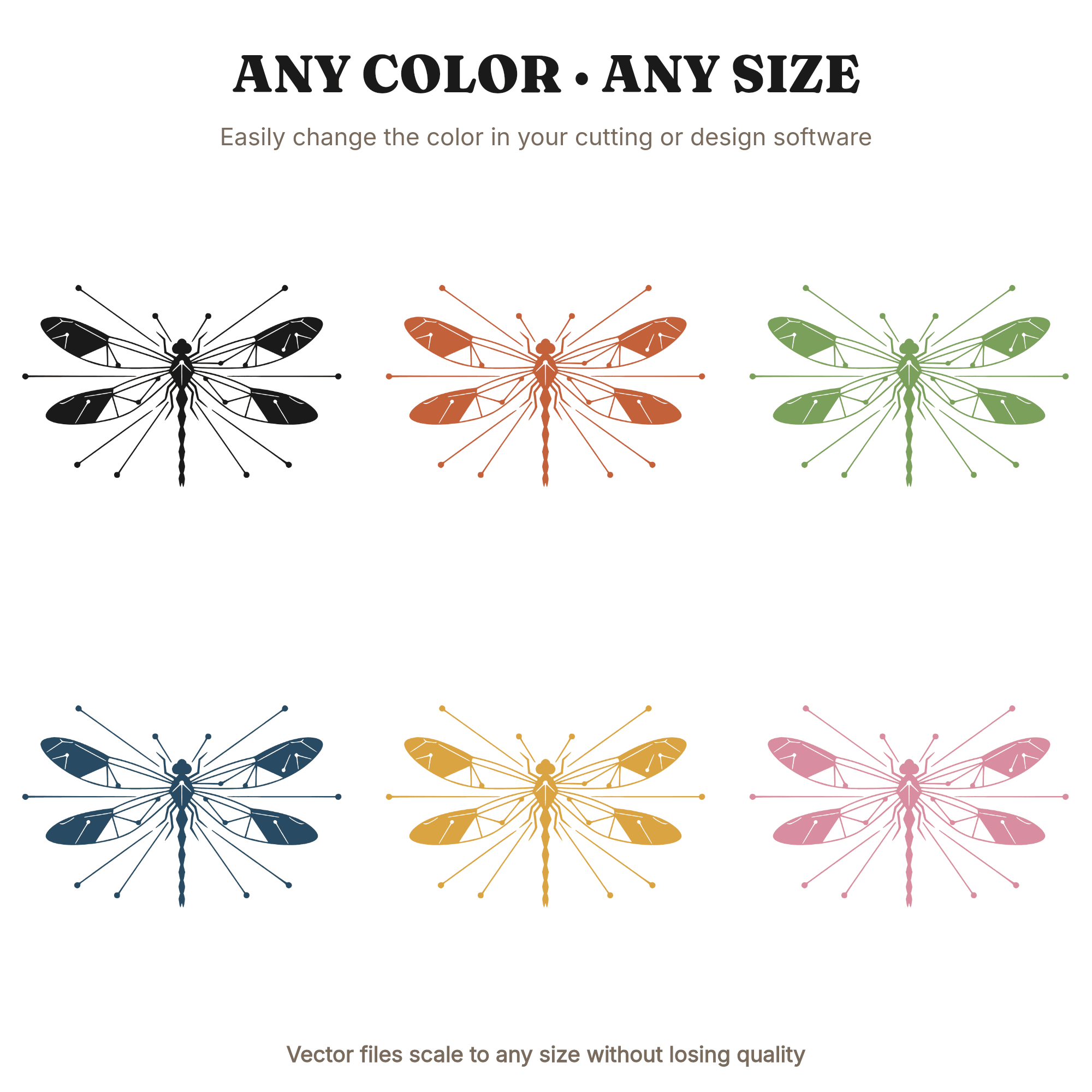 Summer Solstice Dragonfly Constellation SVG PNG, Celestial Insect Cut File, Mid-Century Minimal Design — view 2