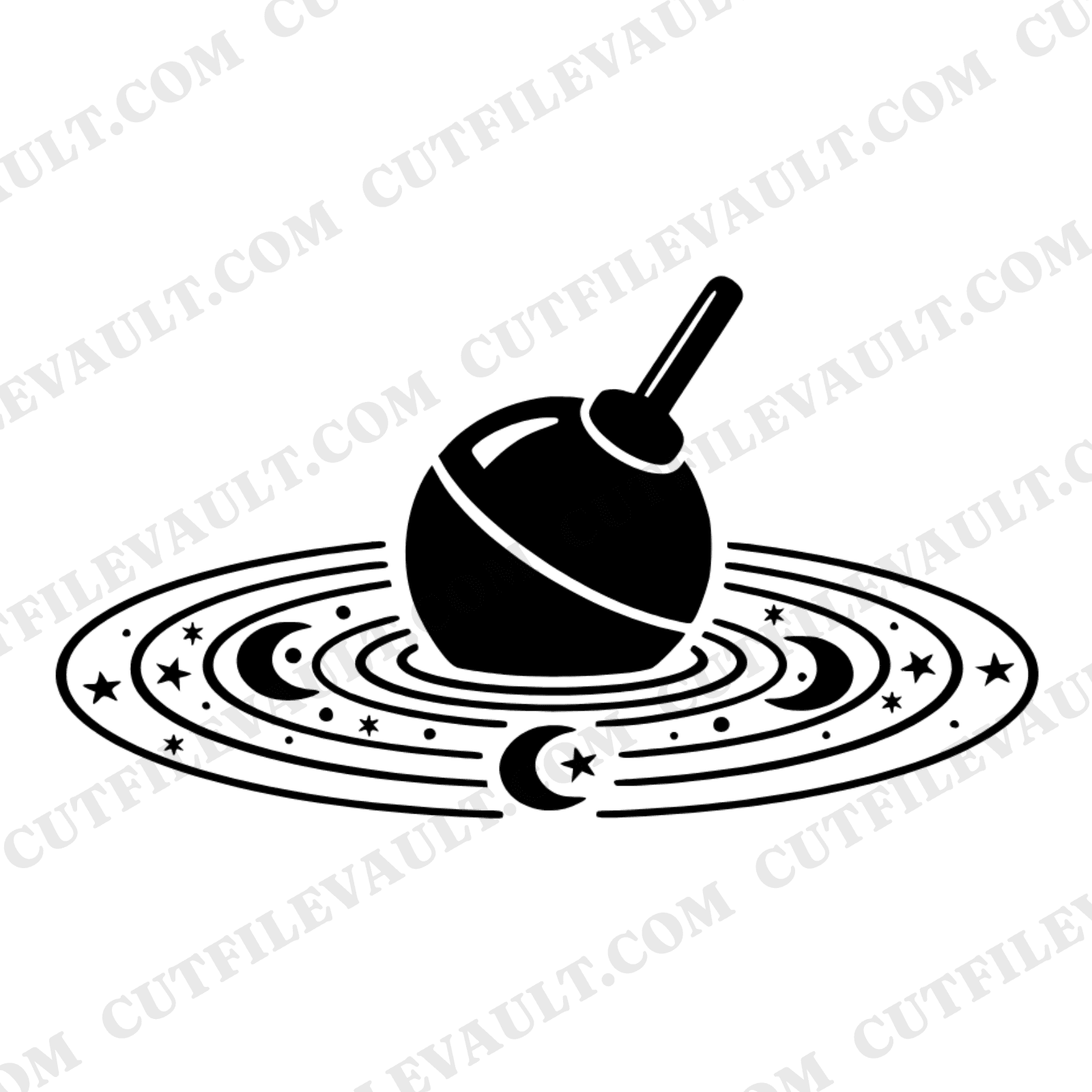 Celestial Fishing Bobber SVG PNG, Mystical Ripples, Cosmic Fishing Dad Gift, Father's Day Cut File — view 1
