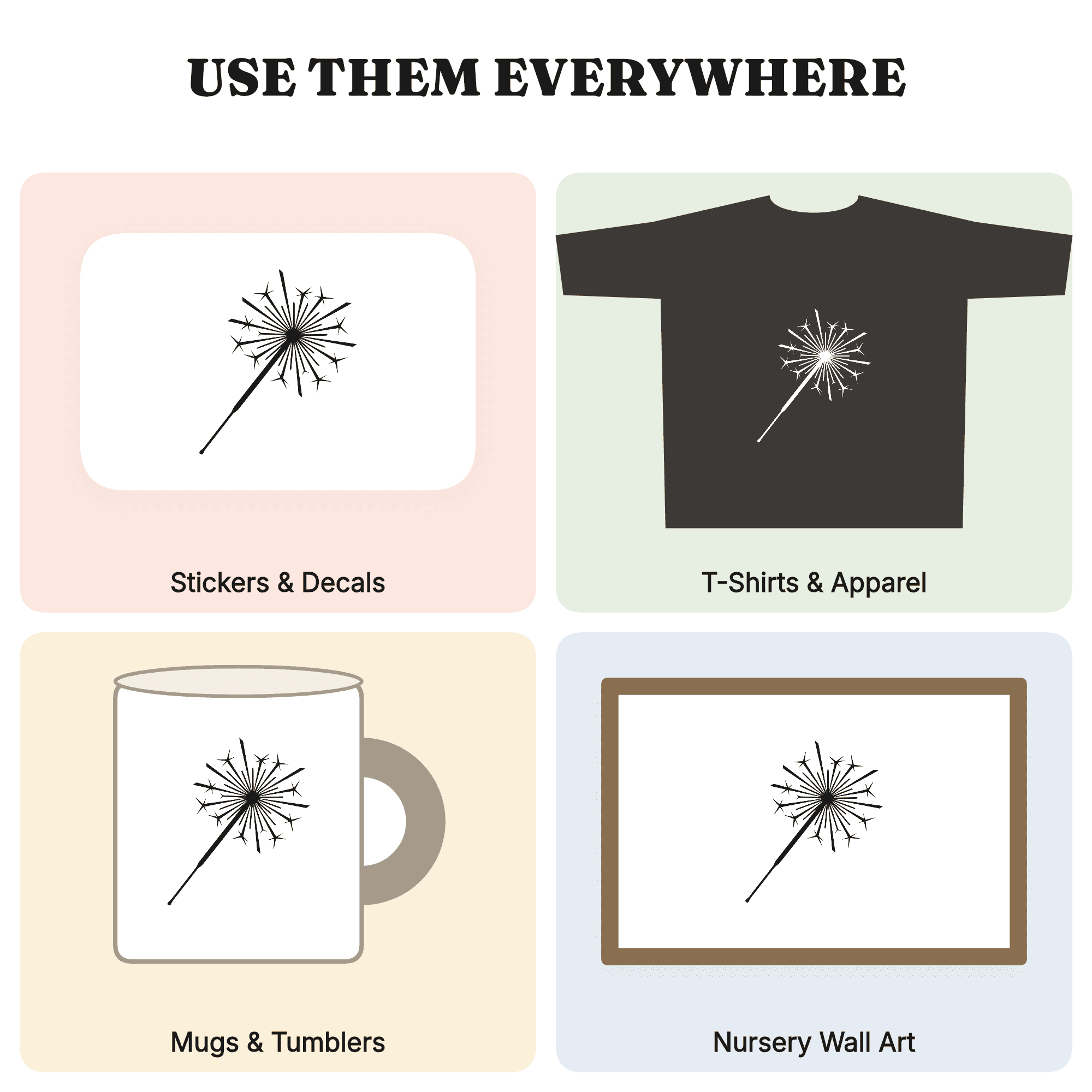 Nordic Sparkler Starburst SVG PNG, Fourth of July SVG, Minimalist Patriotic Cut File, Boho 4th July — view 3