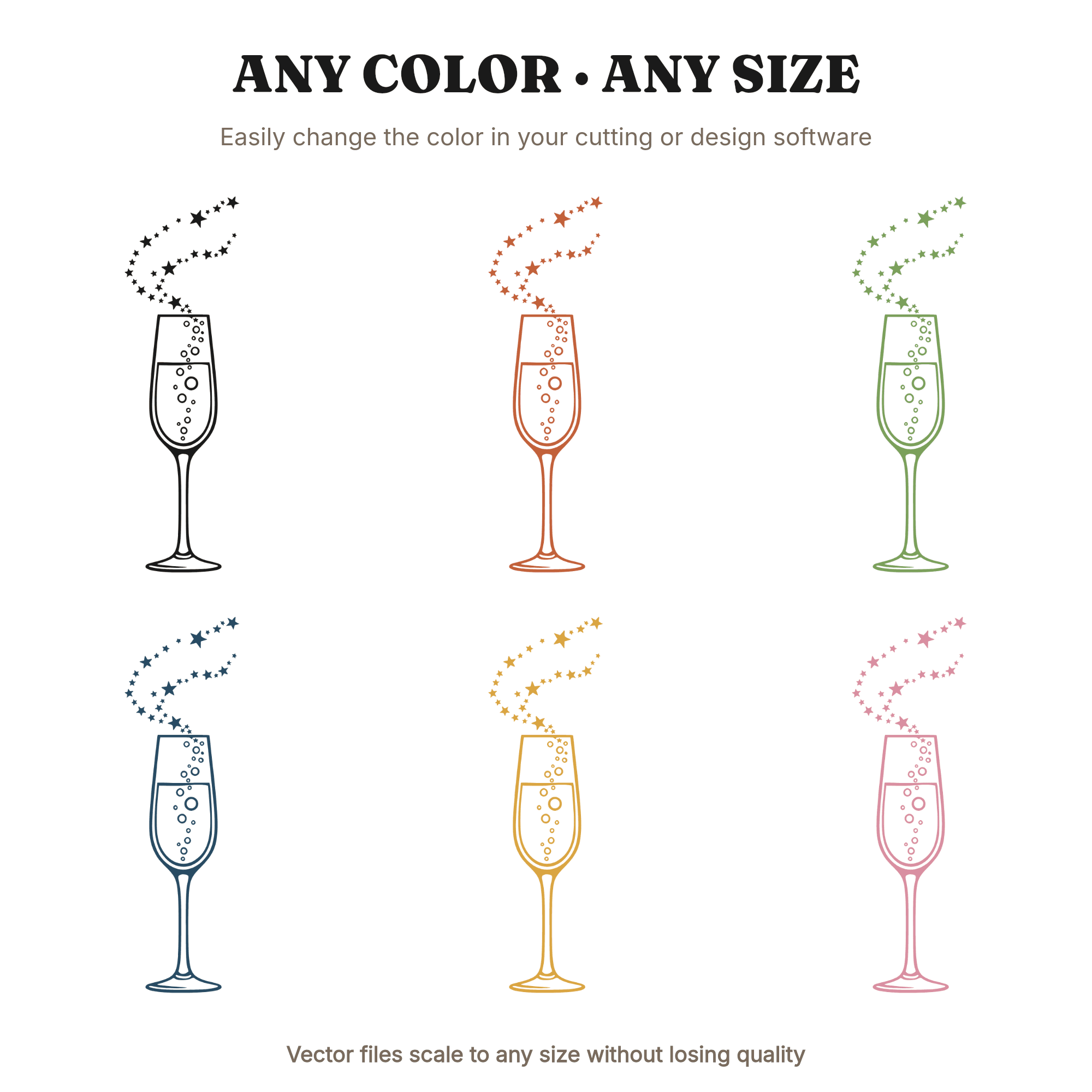 Champagne Constellation SVG PNG, Celestial Wedding Champagne Flute Cut File, Bridal Shower Decor — view 2