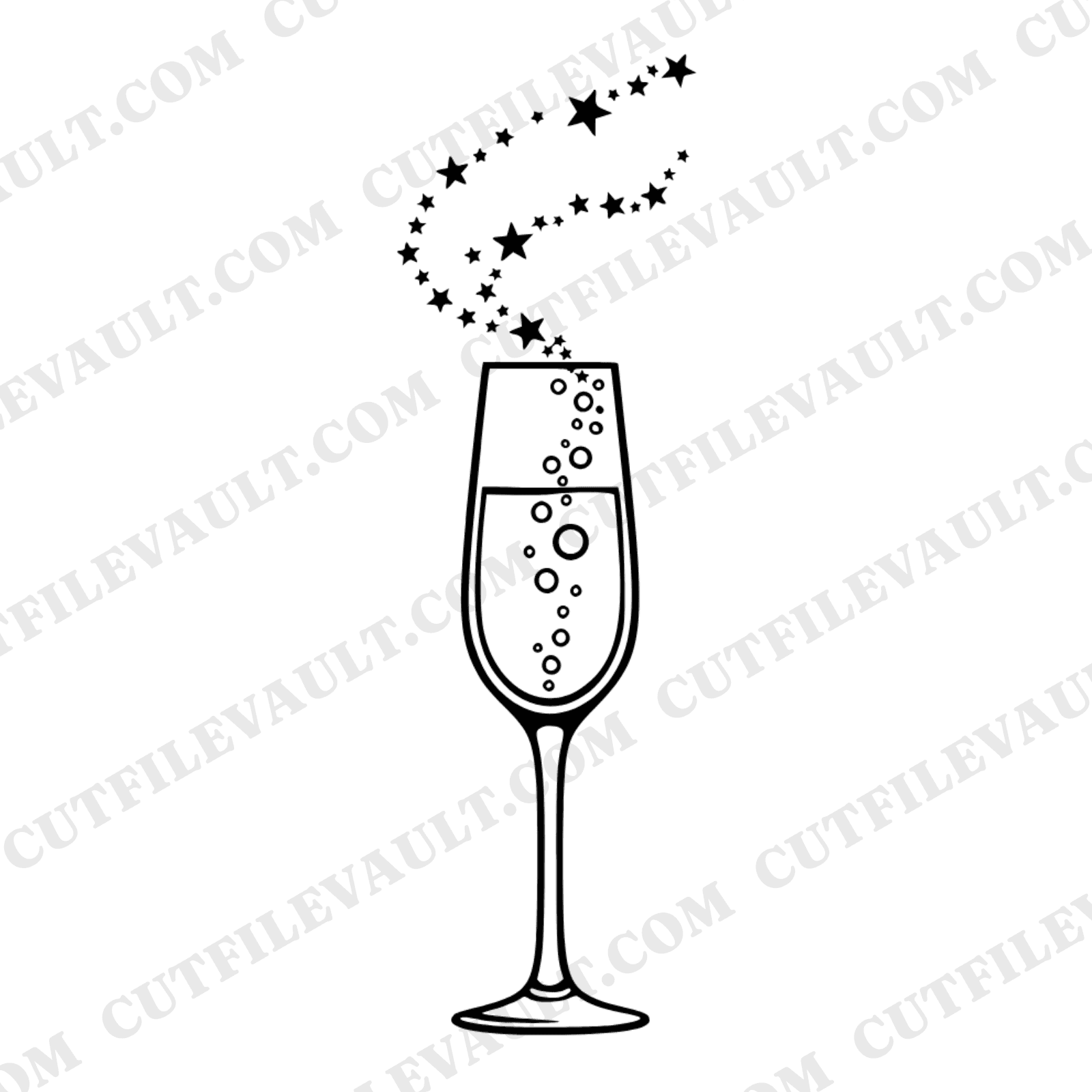Champagne Constellation SVG PNG, Celestial Wedding Champagne Flute Cut File, Bridal Shower Decor — view 1
