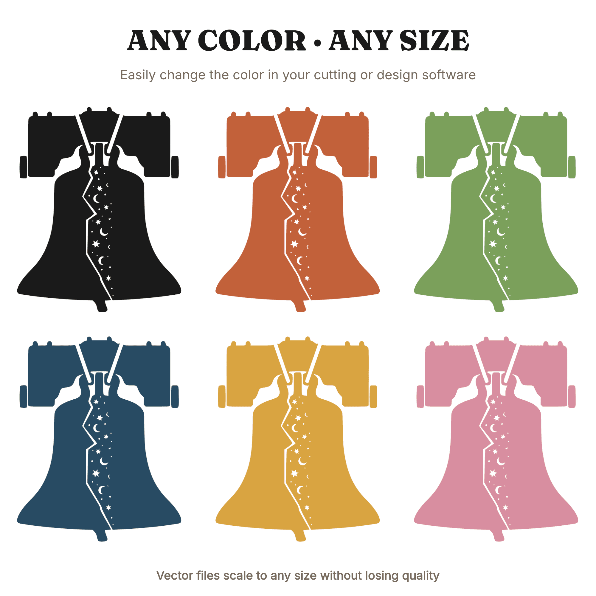Celestial Liberty Bell SVG PNG, Mystical Fourth of July Cut File, Cosmic Patriotic Design with Stars — view 2