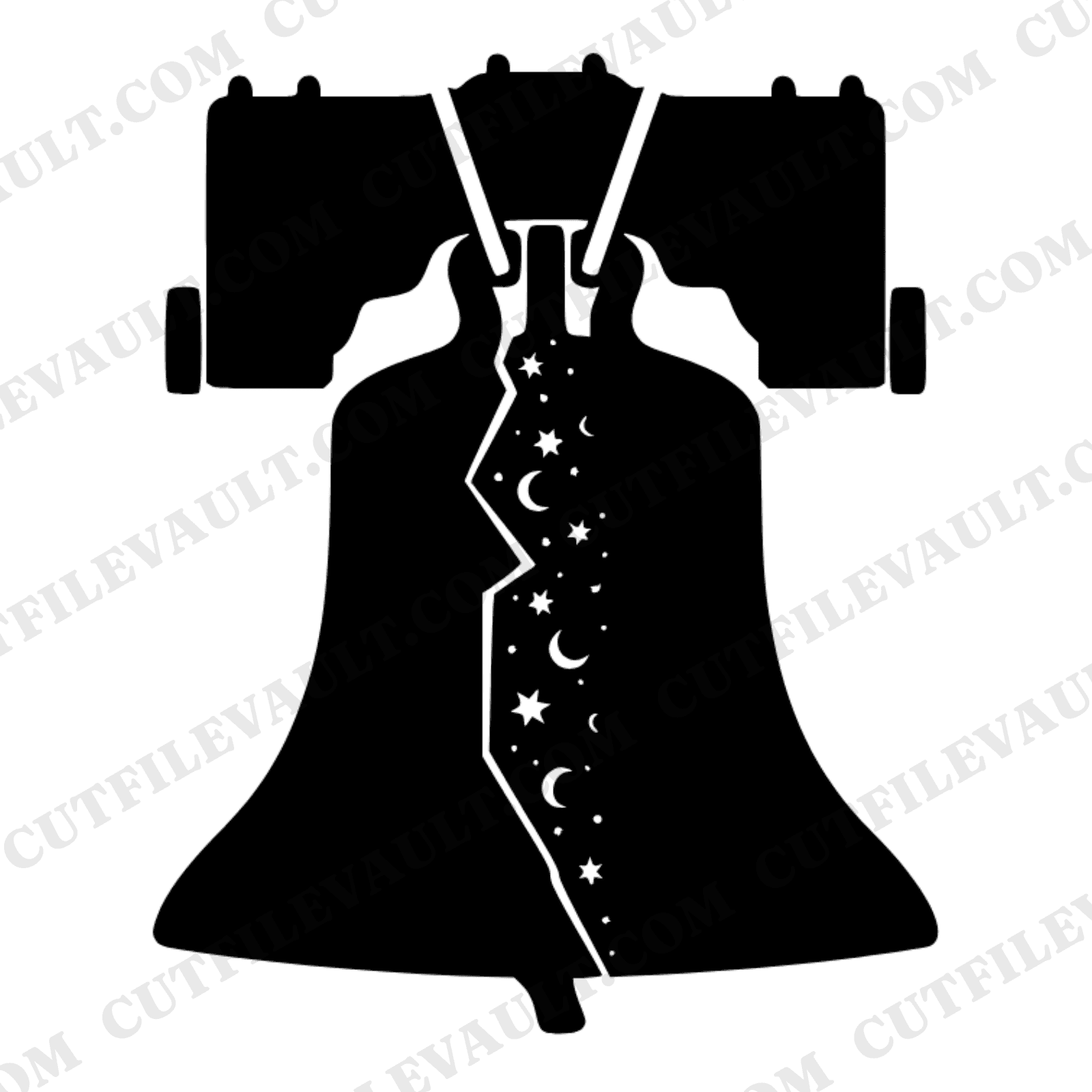 Celestial Liberty Bell SVG PNG, Mystical Fourth of July Cut File, Cosmic Patriotic Design with Stars — view 1